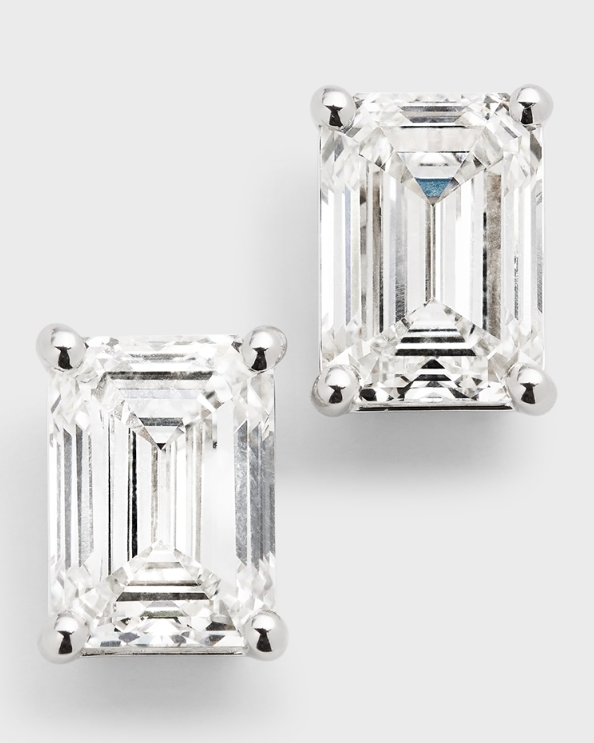 Neiman Marcus Lab Grown Diamonds Lab Grown Diamond 18K White Gold Emerald-Cut Stud Earrings, 6.0tcw