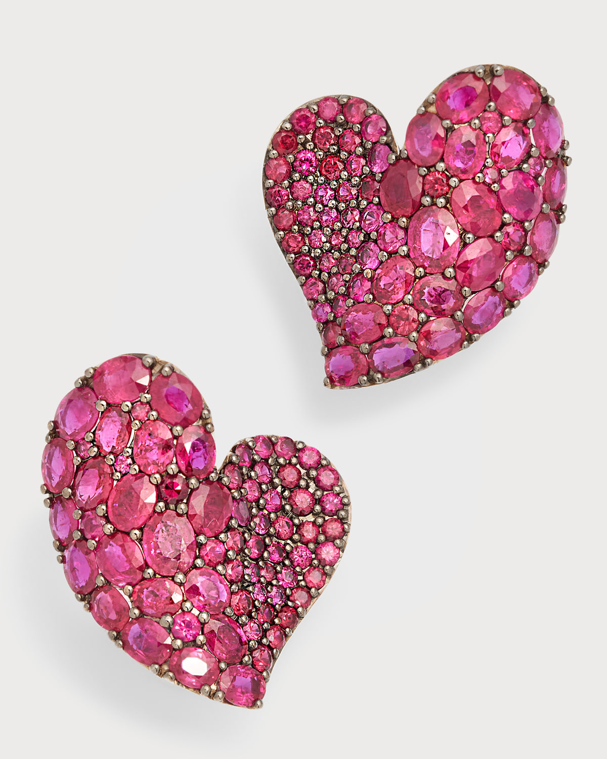 Piranesi 18K White Gold Ruby Wave Heart Convertible Earrings