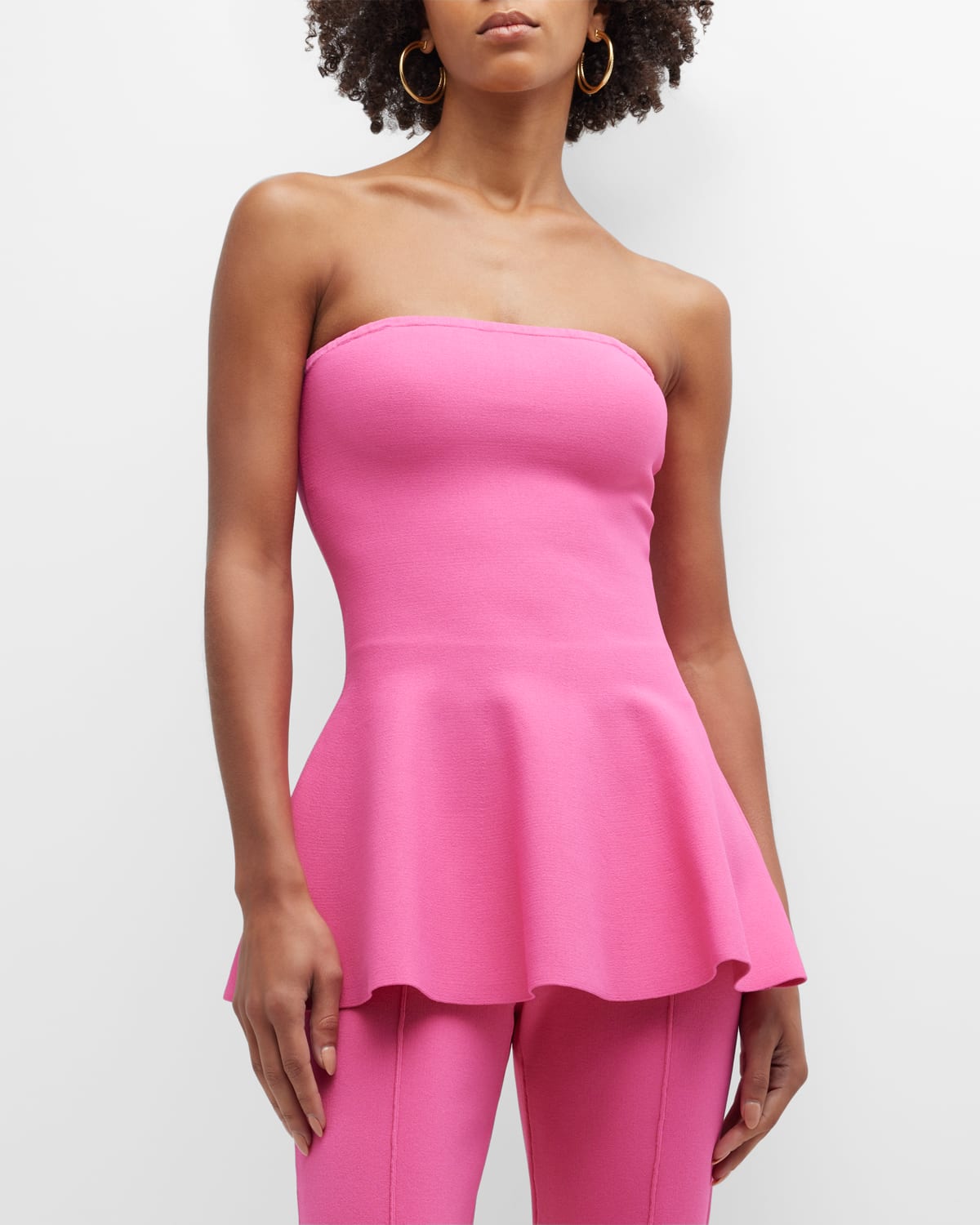ADAM LIPPES Strapless recycled-knit peplum top