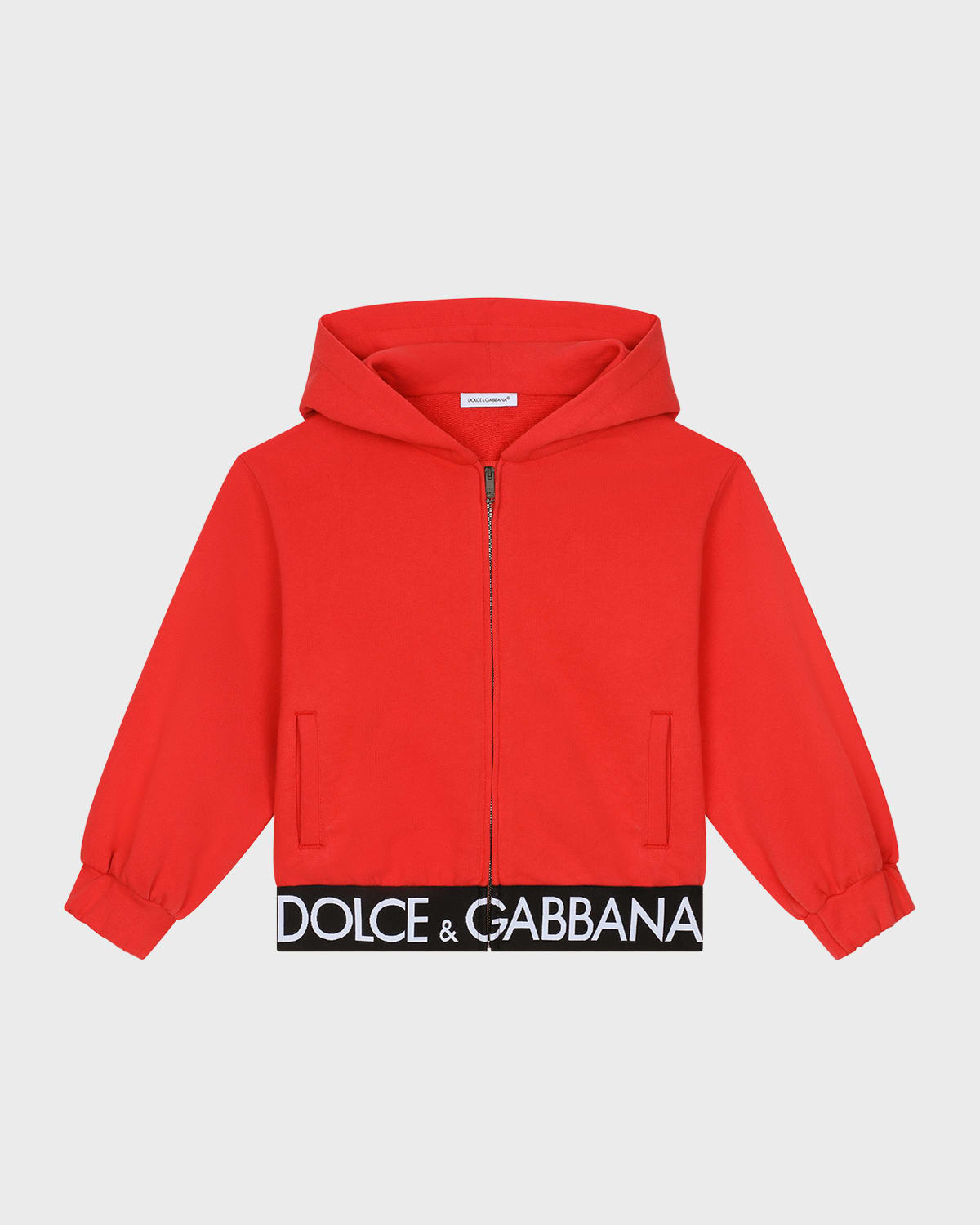 Dolce & Gabbana Junior Kid's Logo-print Hooded Sweater In Nail Red