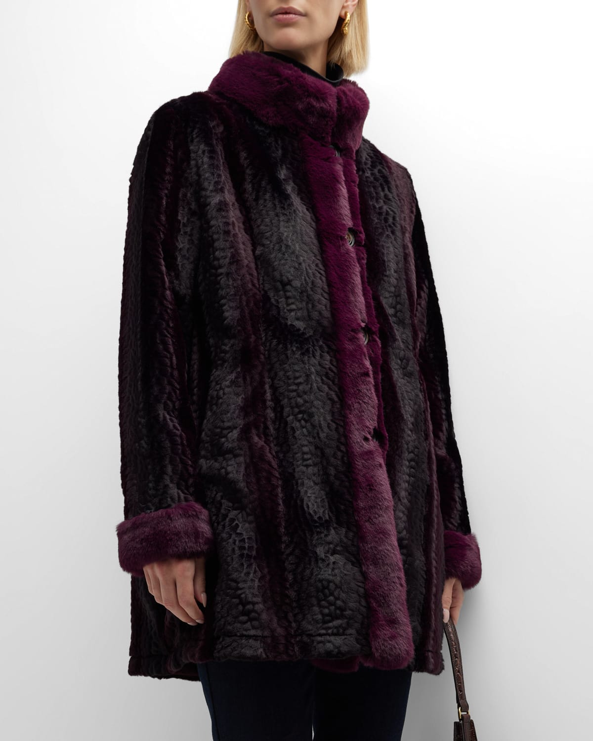 Belle Fare Two-Tone Reversible Faux Fur Coat