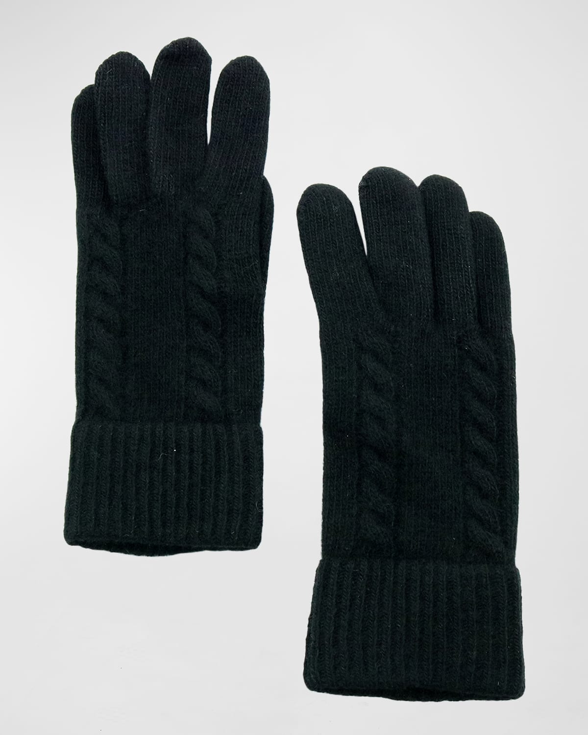 Portolano Cashmere Cable Knit Gloves In Black