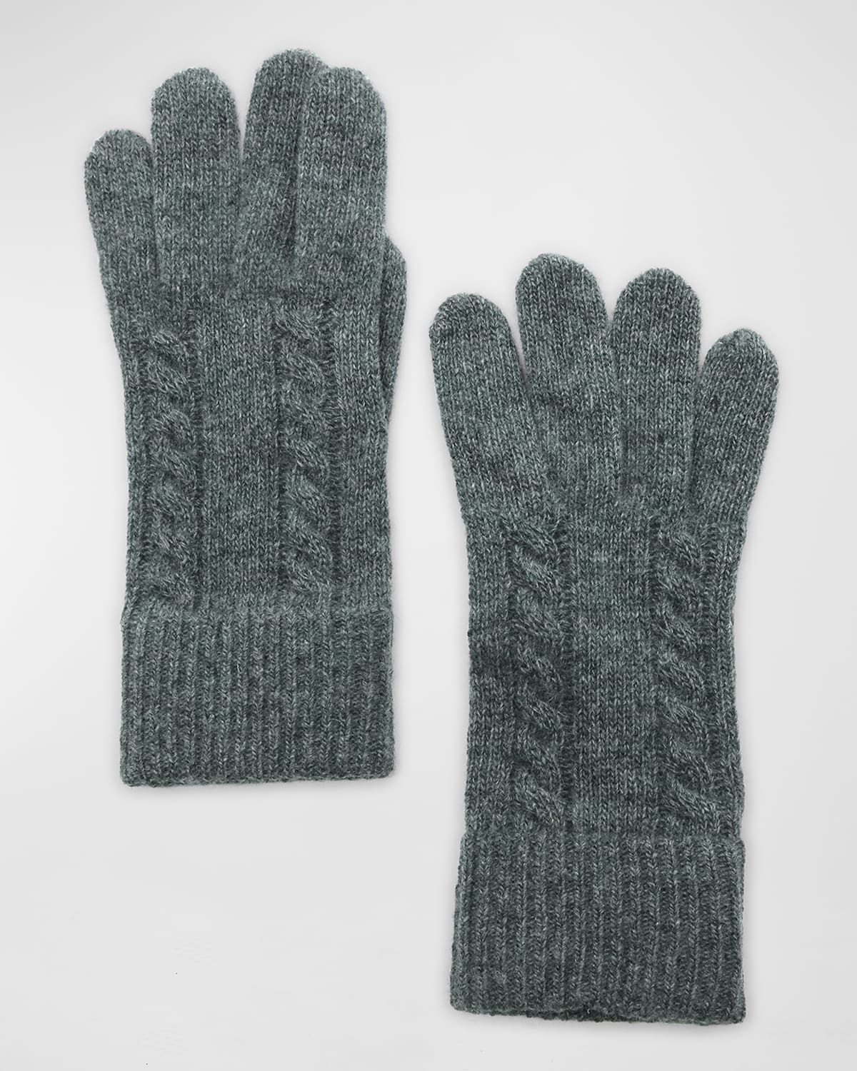 Portolano Cashmere Cable Knit Gloves In Medium Hth Grey