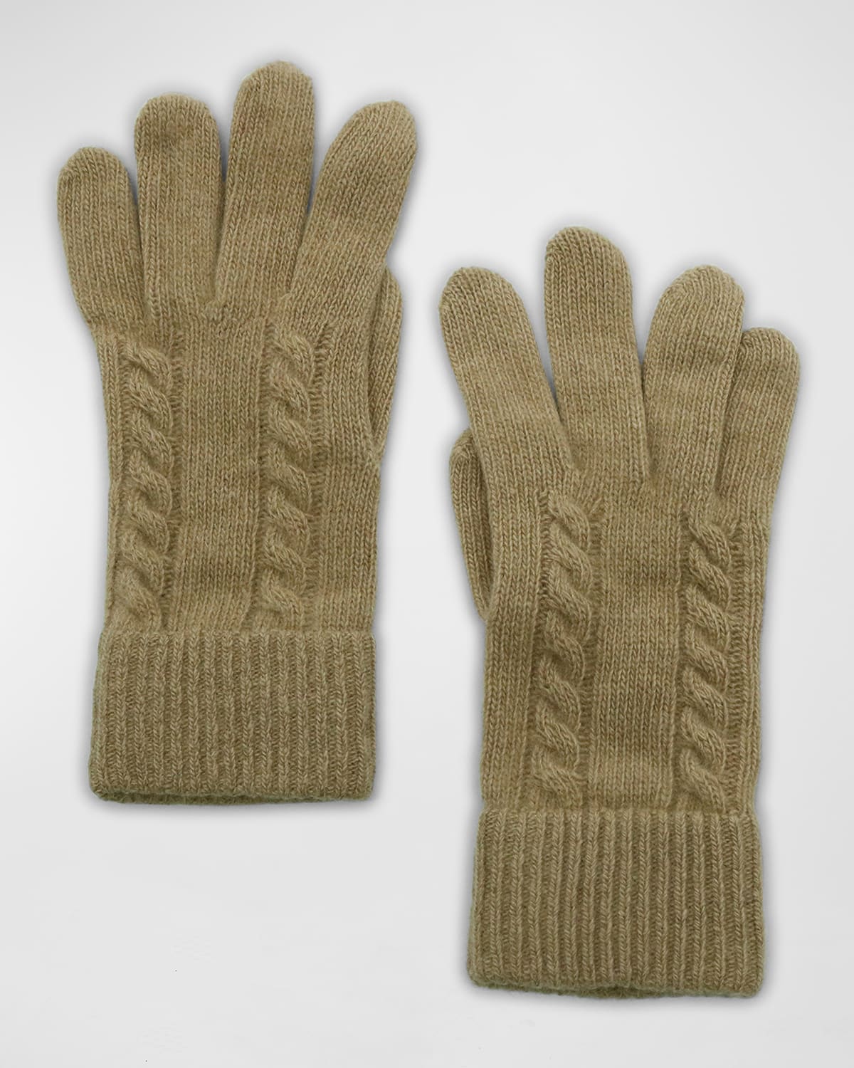 Portolano Cashmere Cable Knit Gloves In Cammello Chiaro