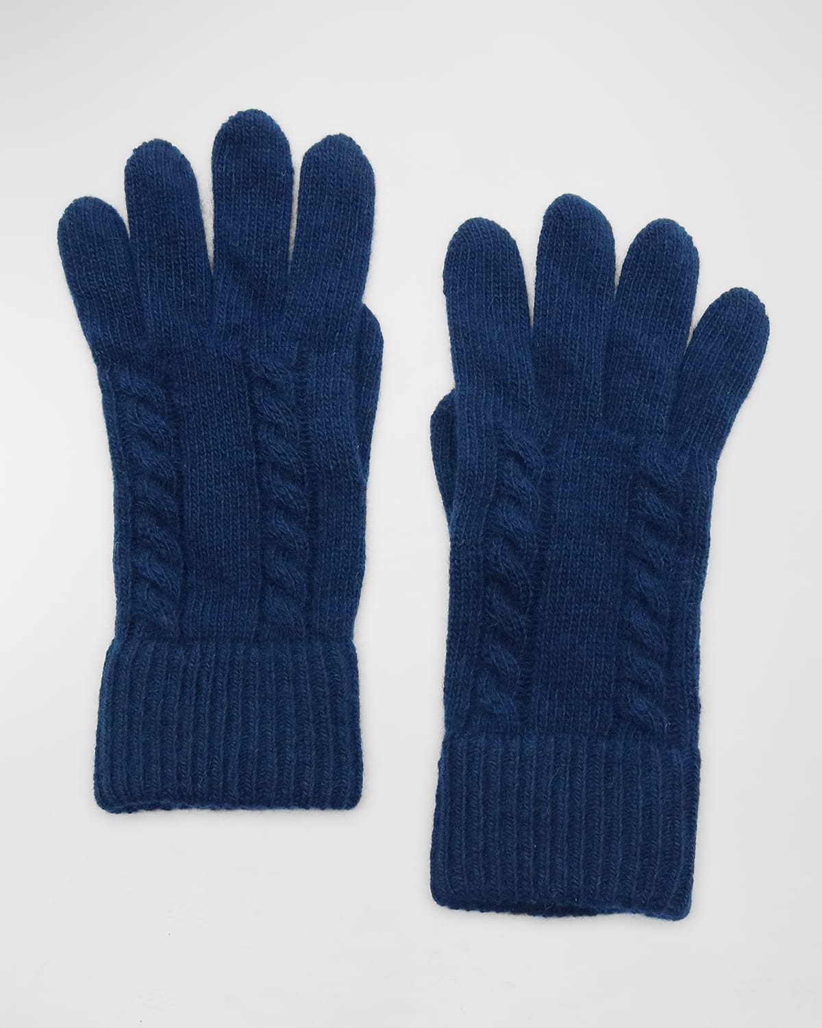 Portolano Cashmere Cable Knit Gloves In Classic Navy