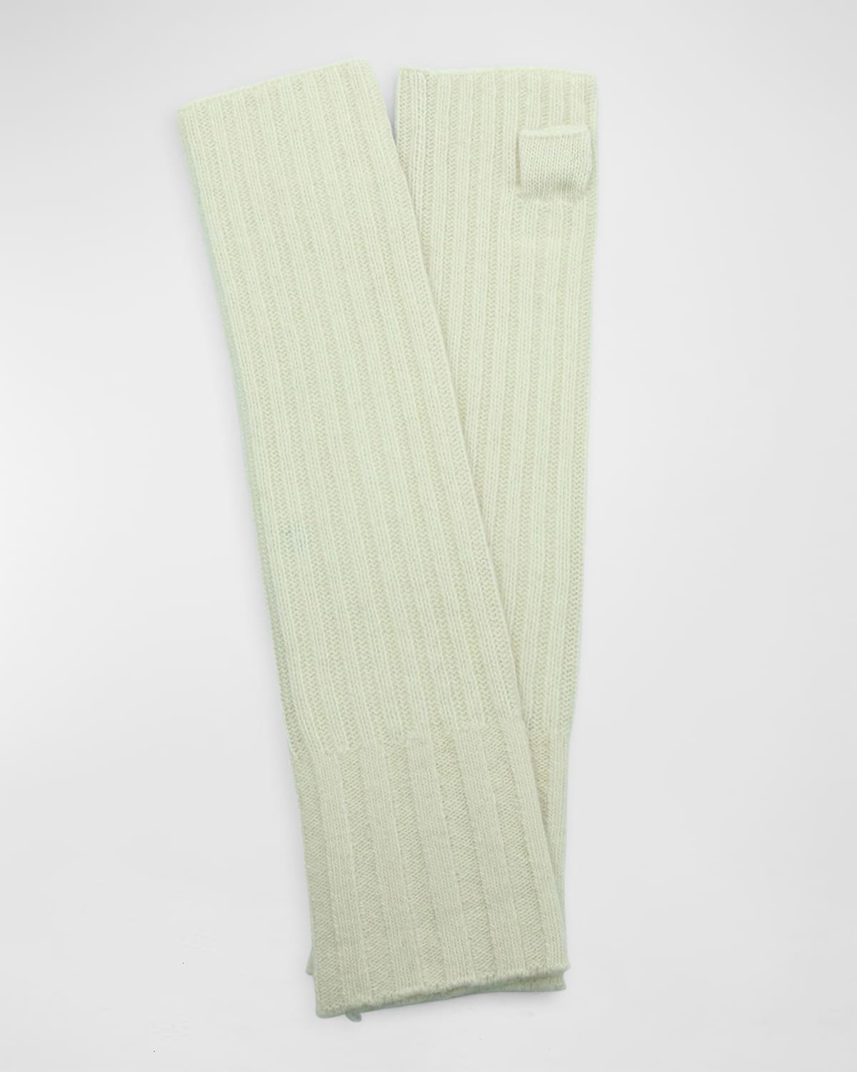 Portolano Long Ribbed Fingerless Cashmere Gloves In Bleached White