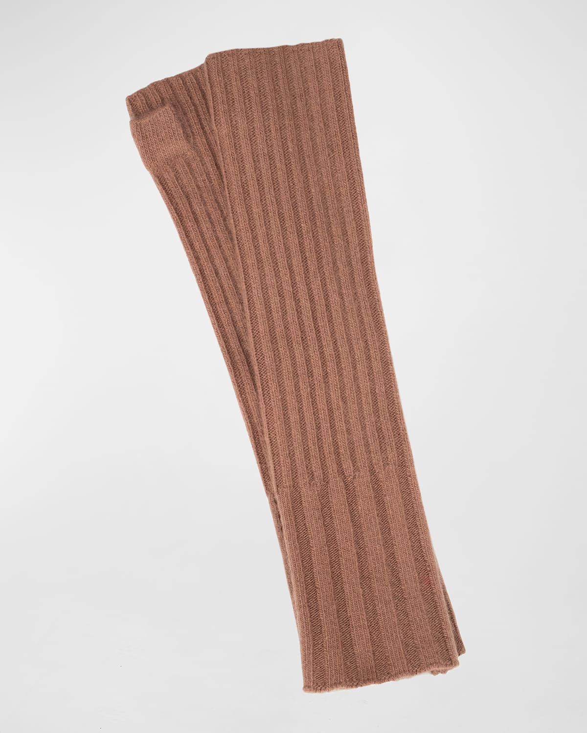 Portolano Long Ribbed Fingerless Cashmere Gloves In Cognac