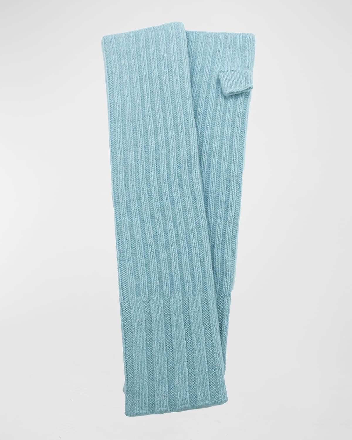 Portolano Long Ribbed Fingerless Cashmere Gloves In Powder Blue