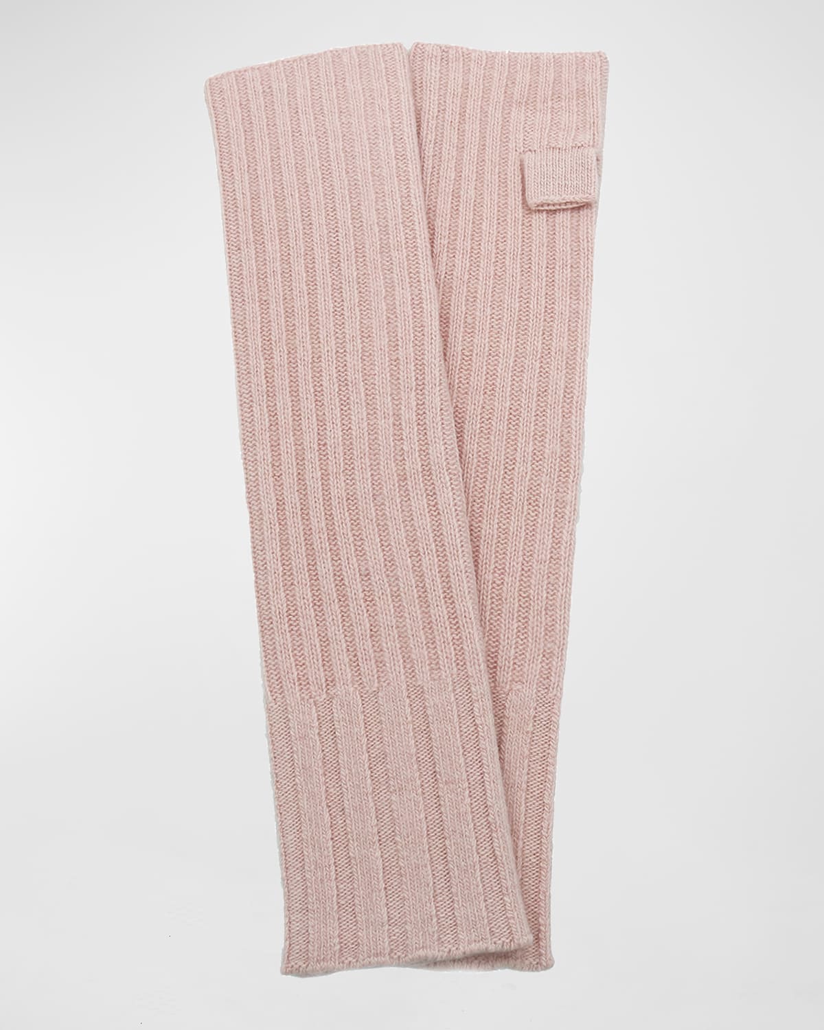 Portolano Long Ribbed Fingerless Cashmere Gloves In Powder Pink