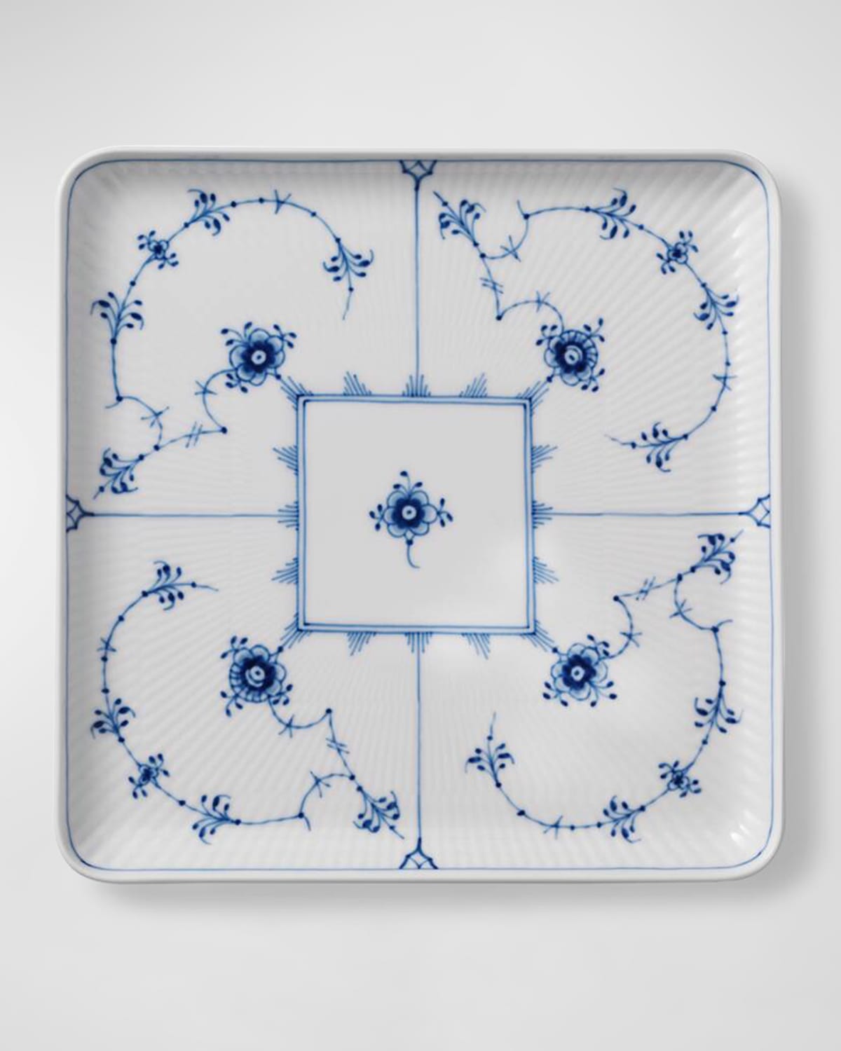 Royal Copenhagen Blue Fluted Plain Large Square Plate In Two-tone