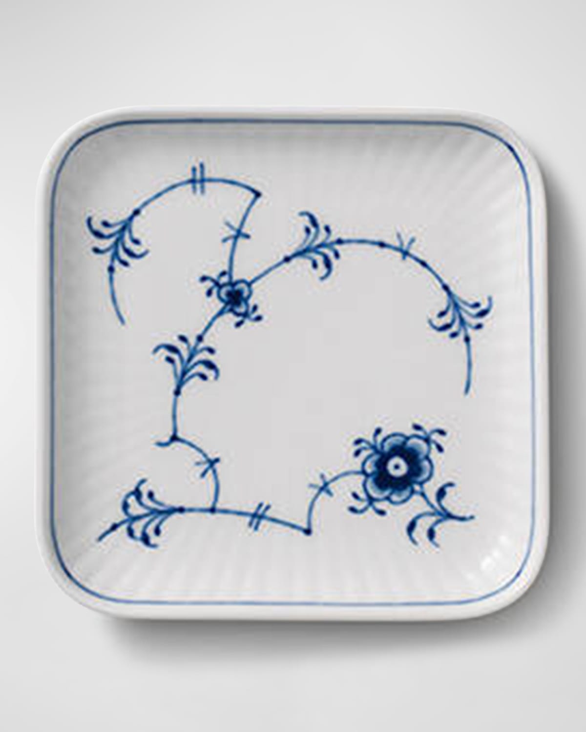 Royal Copenhagen Blue Fluted Plain Small Square Plate In Two-tone