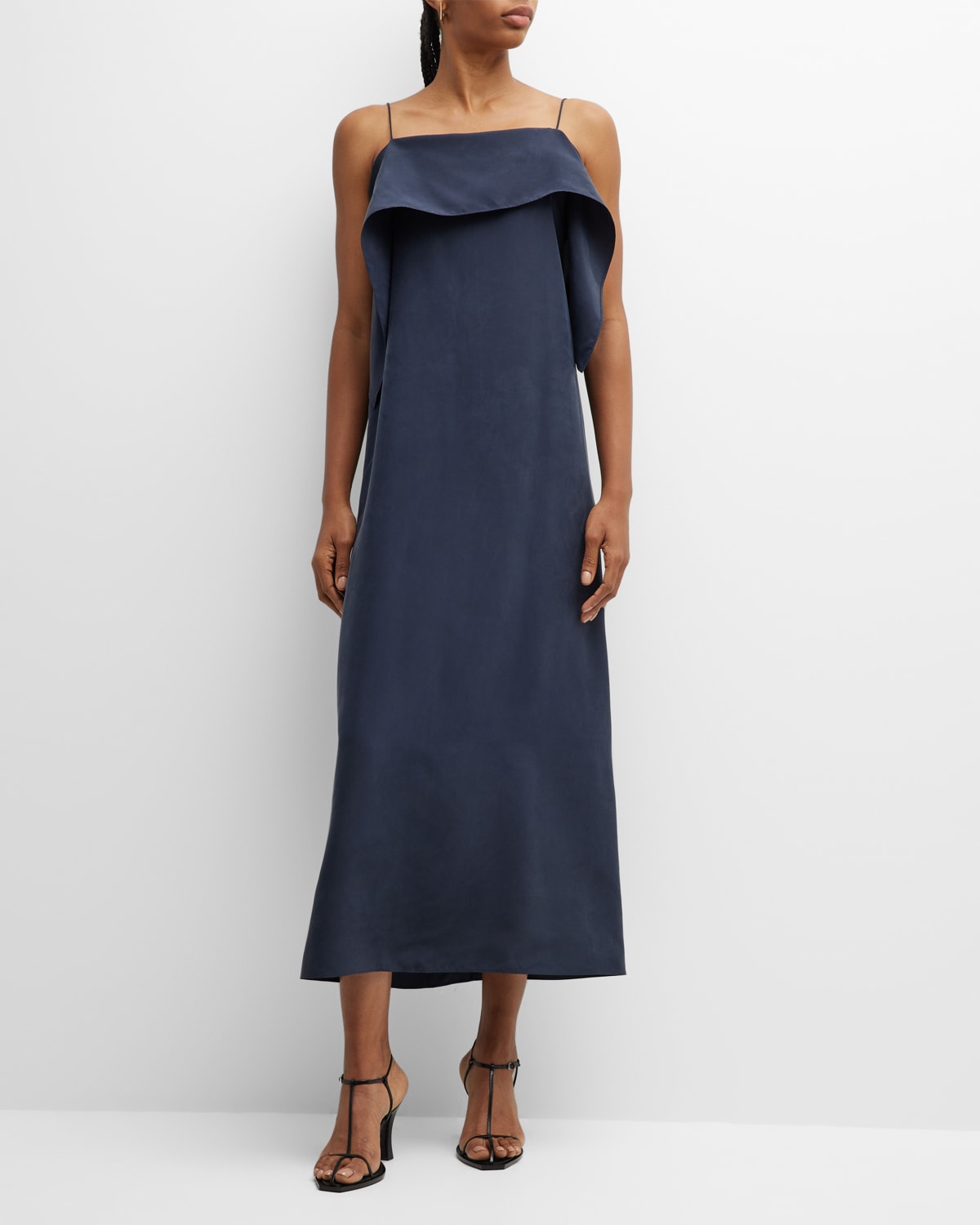 Totême Draped Silk Cami Dress In Navy