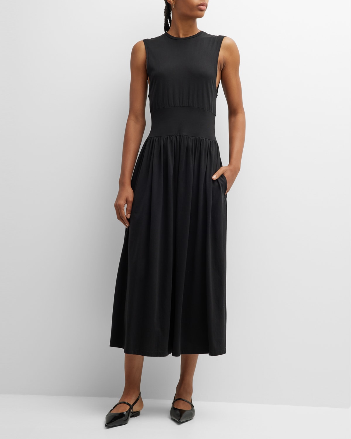 Shop Totême Sleeveless Cotton Tee Dress In Black