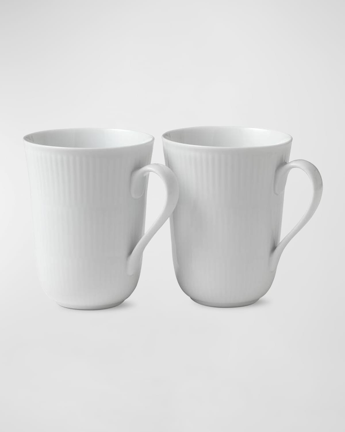 White Fluted Mugs, Set of 2