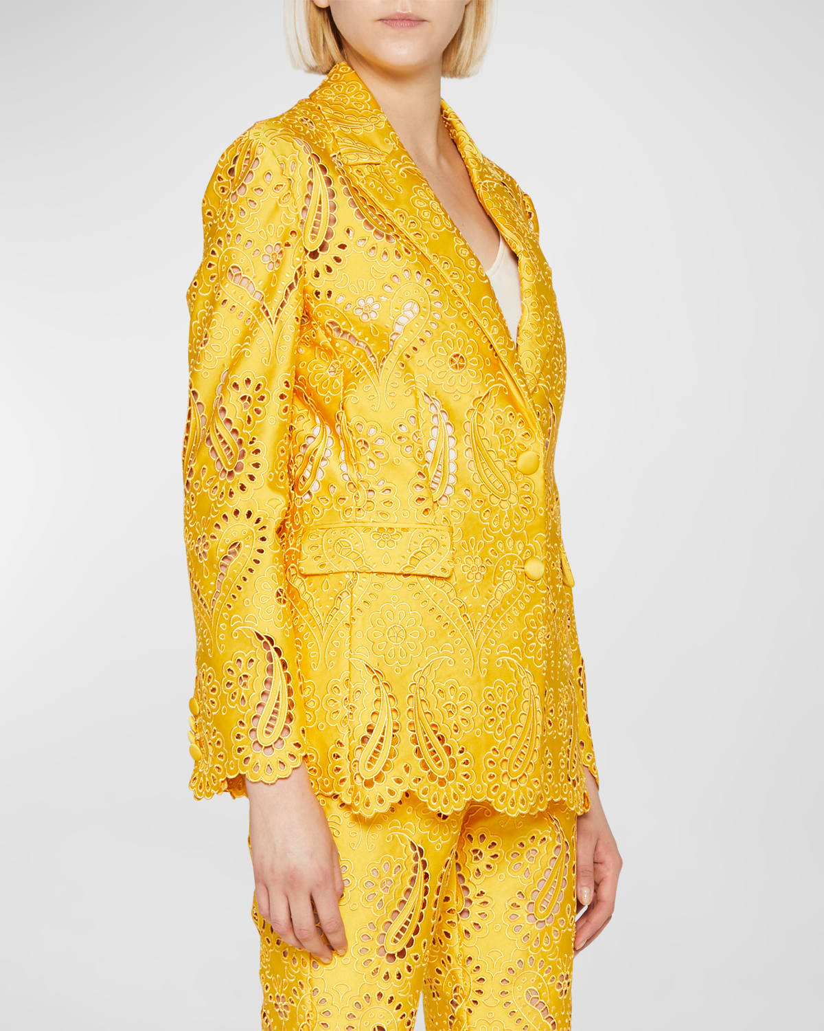 ETRO PAISLEY SANGALLO LACE SINGLE-BREASTED BLAZER JACKET 