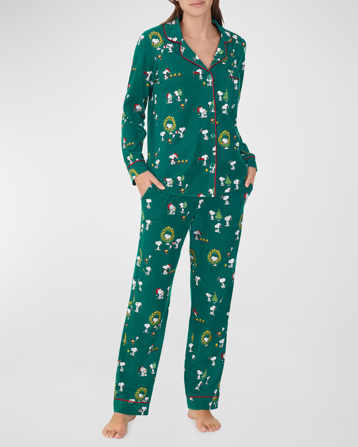 Bedhead Pajamas X Peanuts Holiday Snoopy Pajama Set In Joyful Snoopy