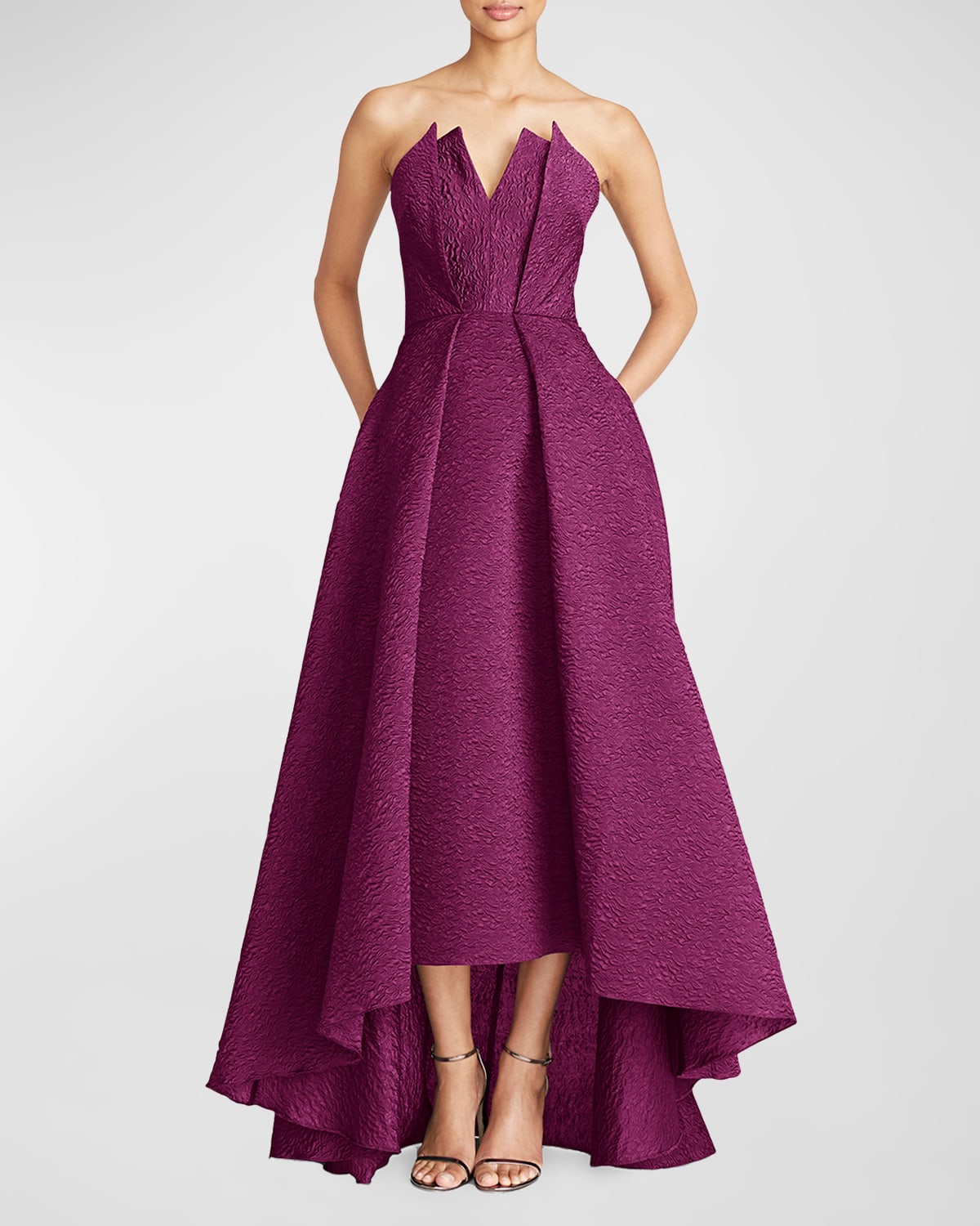 Theia Imogen Strapless Gown In Wineberry