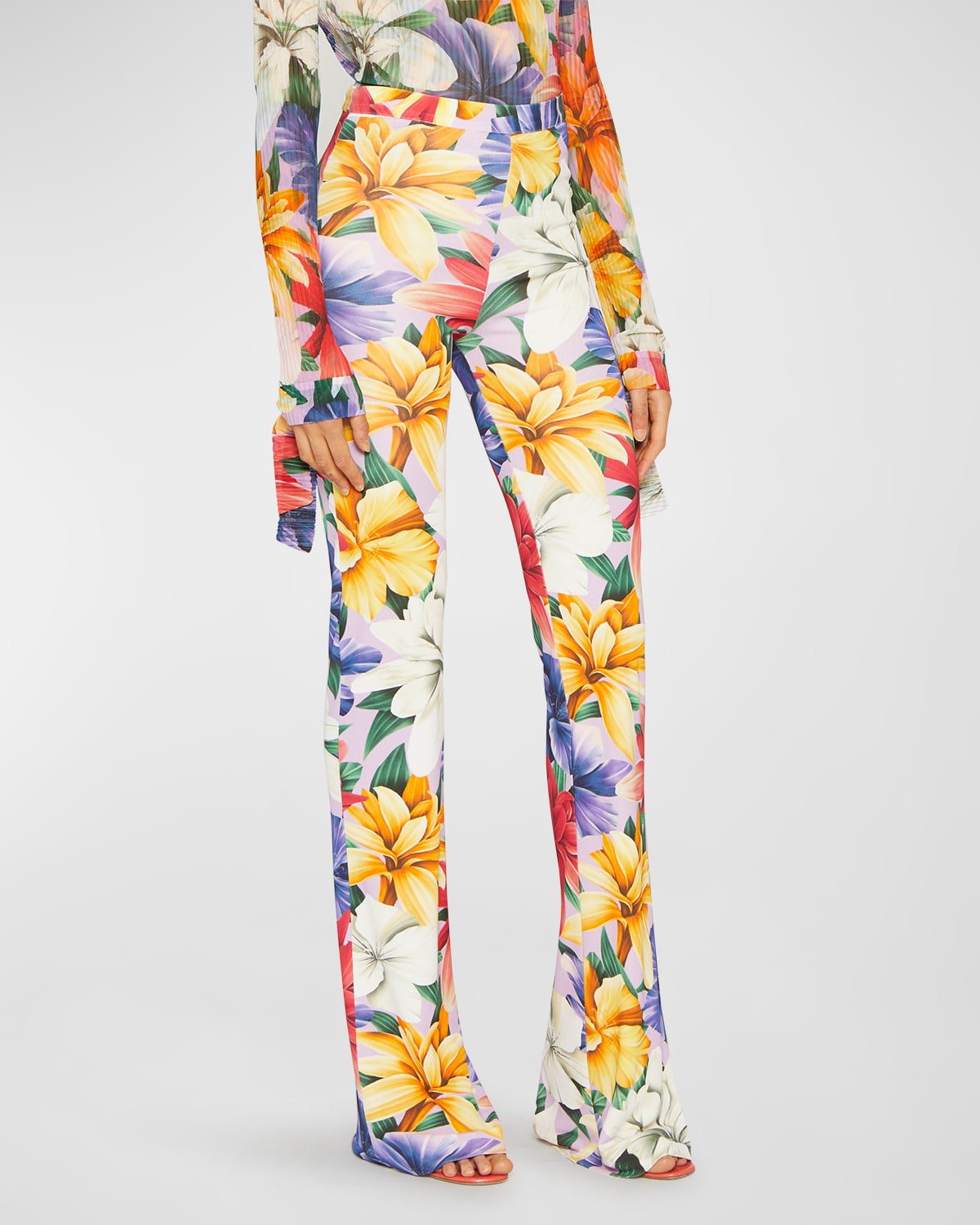 Etro High-rise Straight Floral Pants In Multi