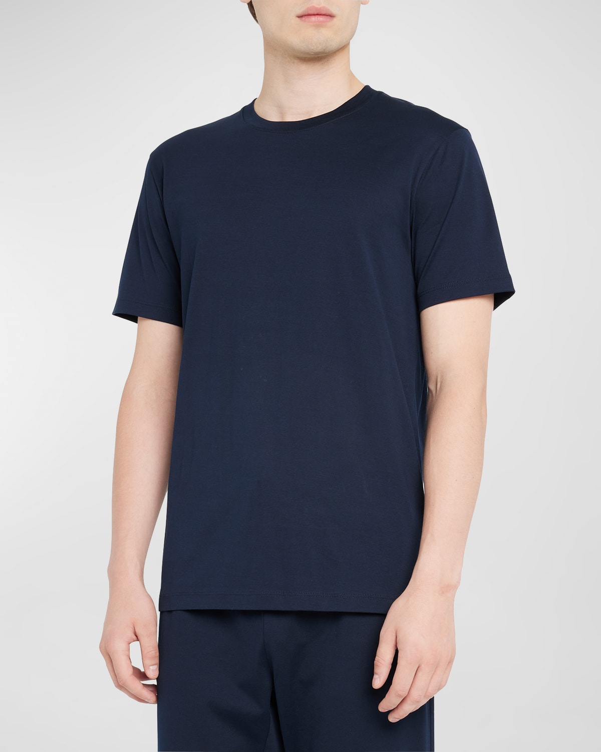 Shop Handvaerk Men's Pima Cotton Crewneck T-shirt In Dark Navy