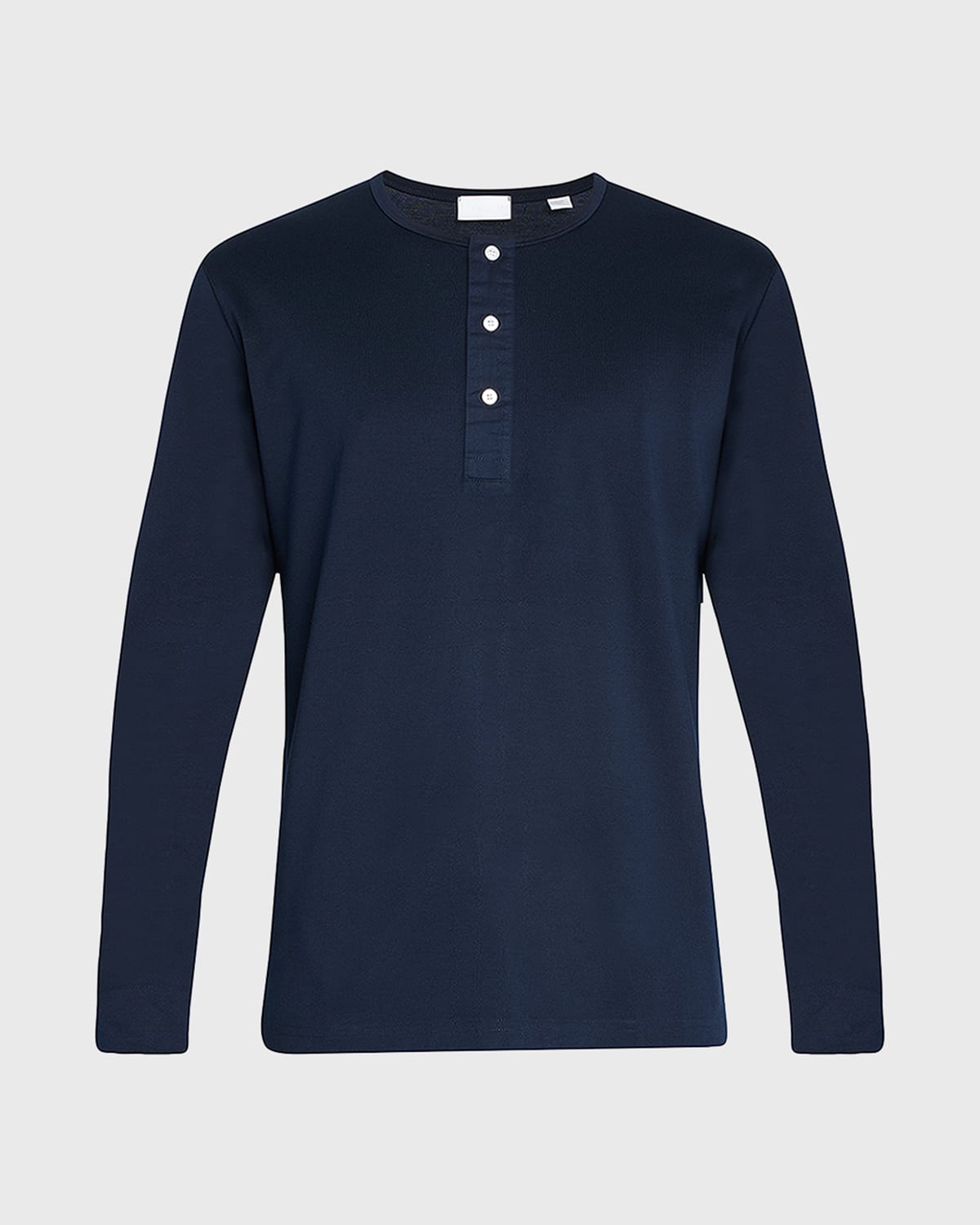 Shop Handvaerk Men's Pima Cotton Henley Pajama Shirt In Dark Navy