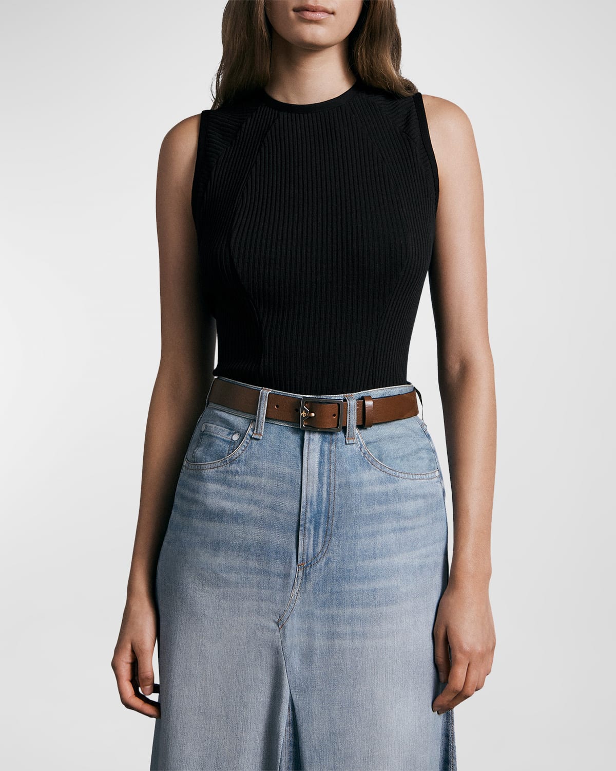 Rag & Bone Echo Rib-knit Tank Top In Black