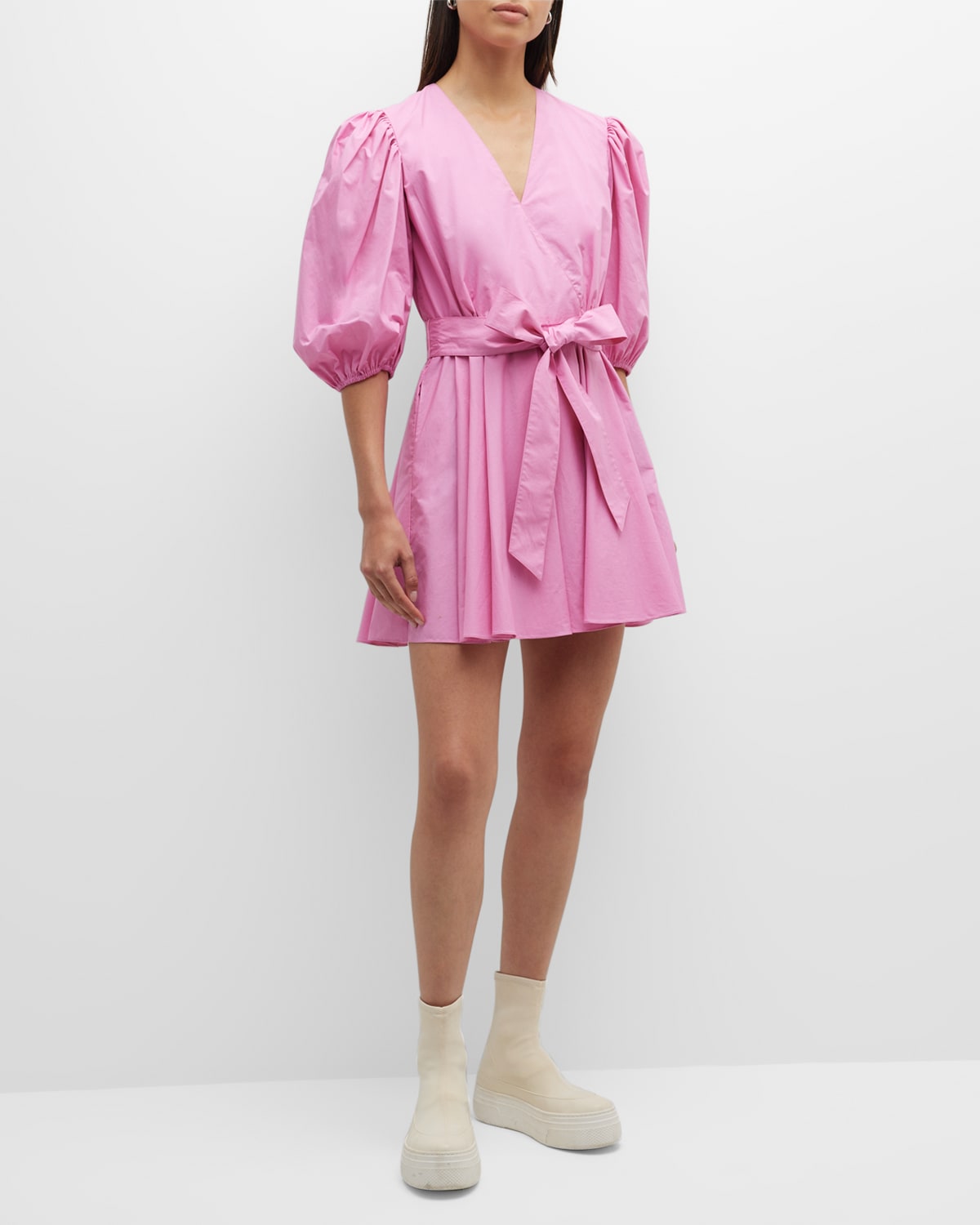 ARIAS New York Belted Bubble-Sleeve Mini Dress