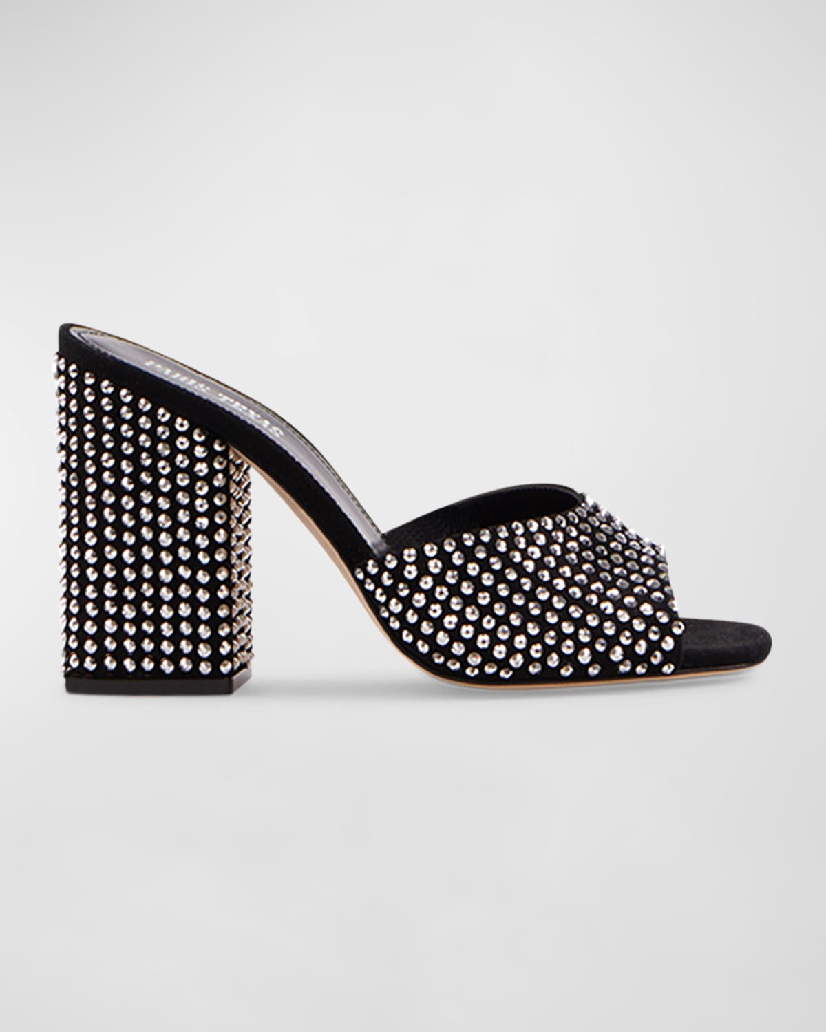 Paris Texas Holly Anja Embellished Suede Mules In Black Rock Diamon