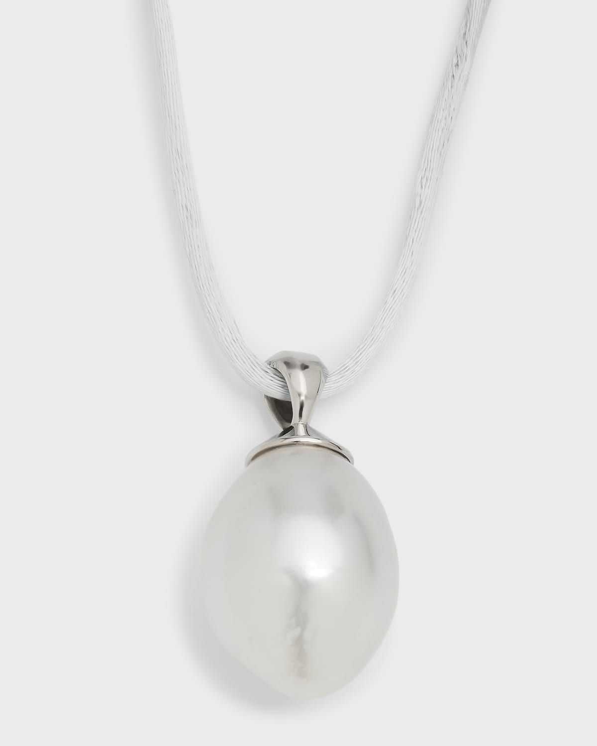 Assael Platinum South Sea Baroque Single Pearl Pendant on Silk Cord