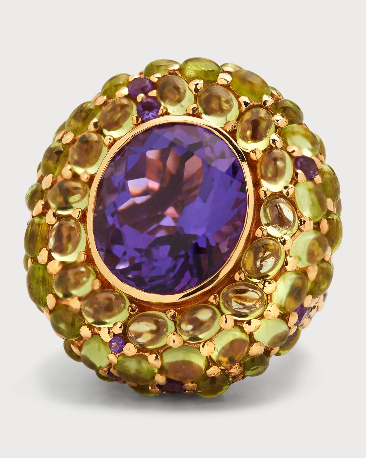 Piranesi 18K Rose Gold Amethyst and Peridot Ring, Size 5.5