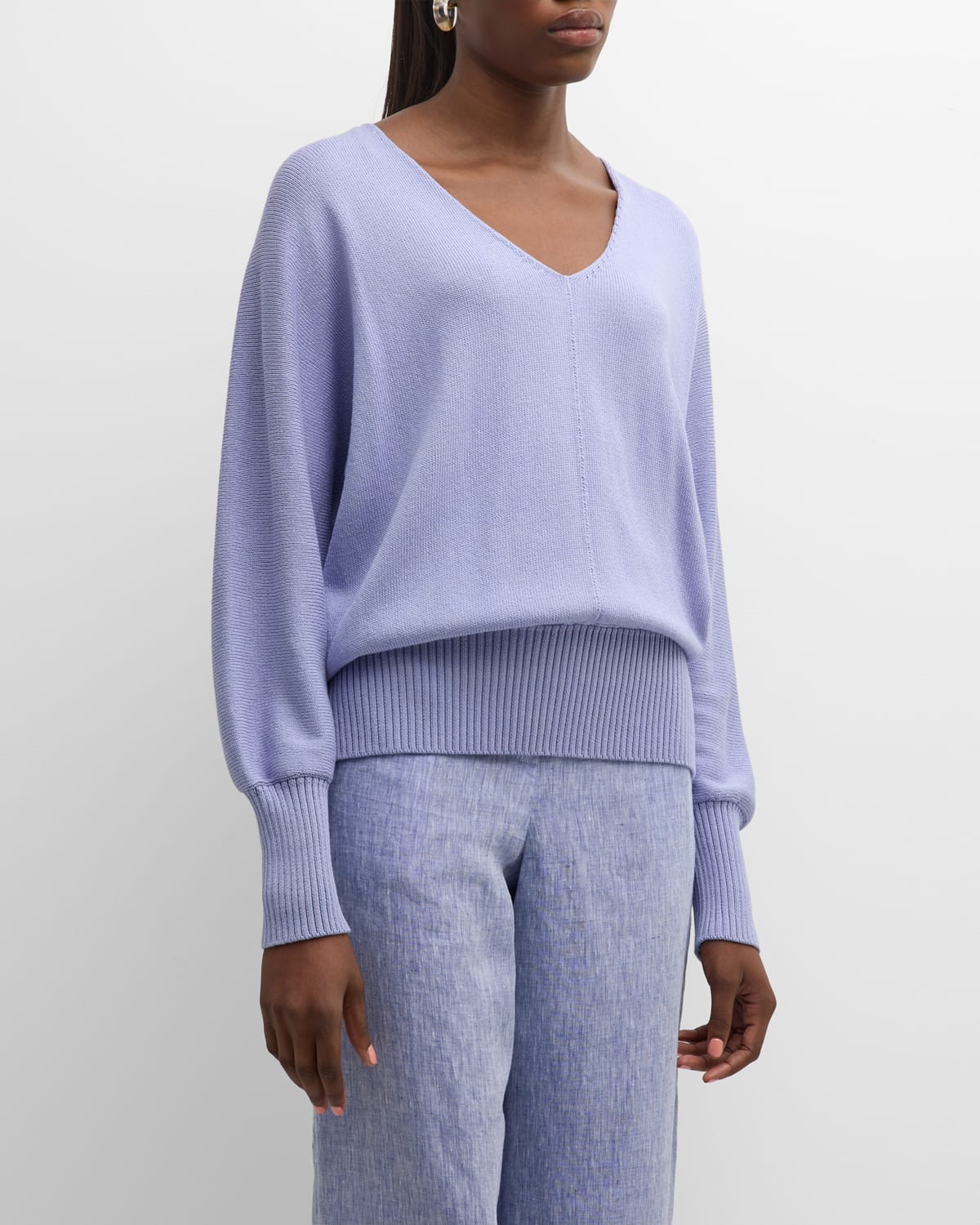 V-Neck Dolman-Sleeve Sweater