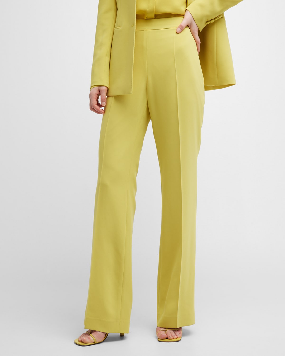 Lafayette 148 Gates High-rise Flare Pants In Bright Citrine