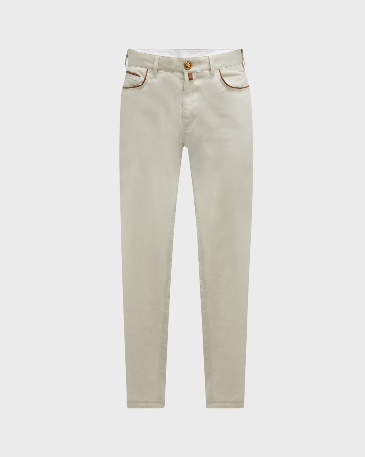 Stefano Ricci Men's Branded Straight-leg Stretch Jeans In White