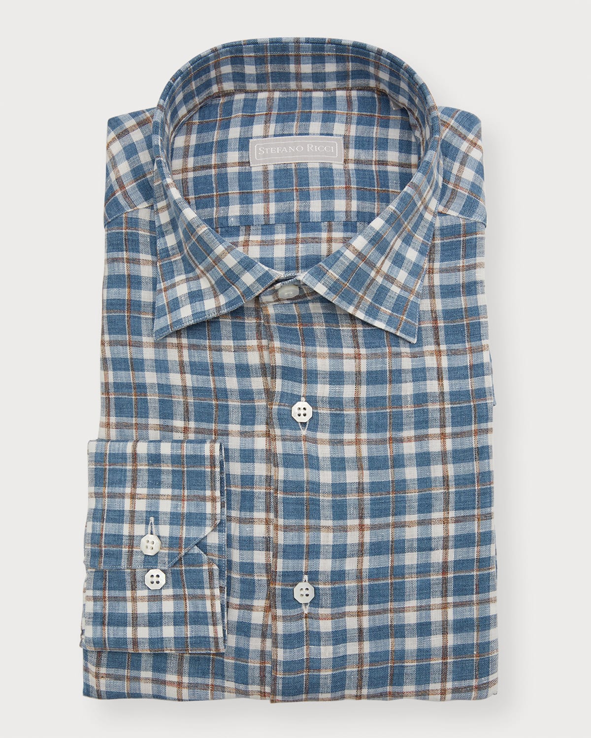 Men's Multi-Check Linen Sport Shirt