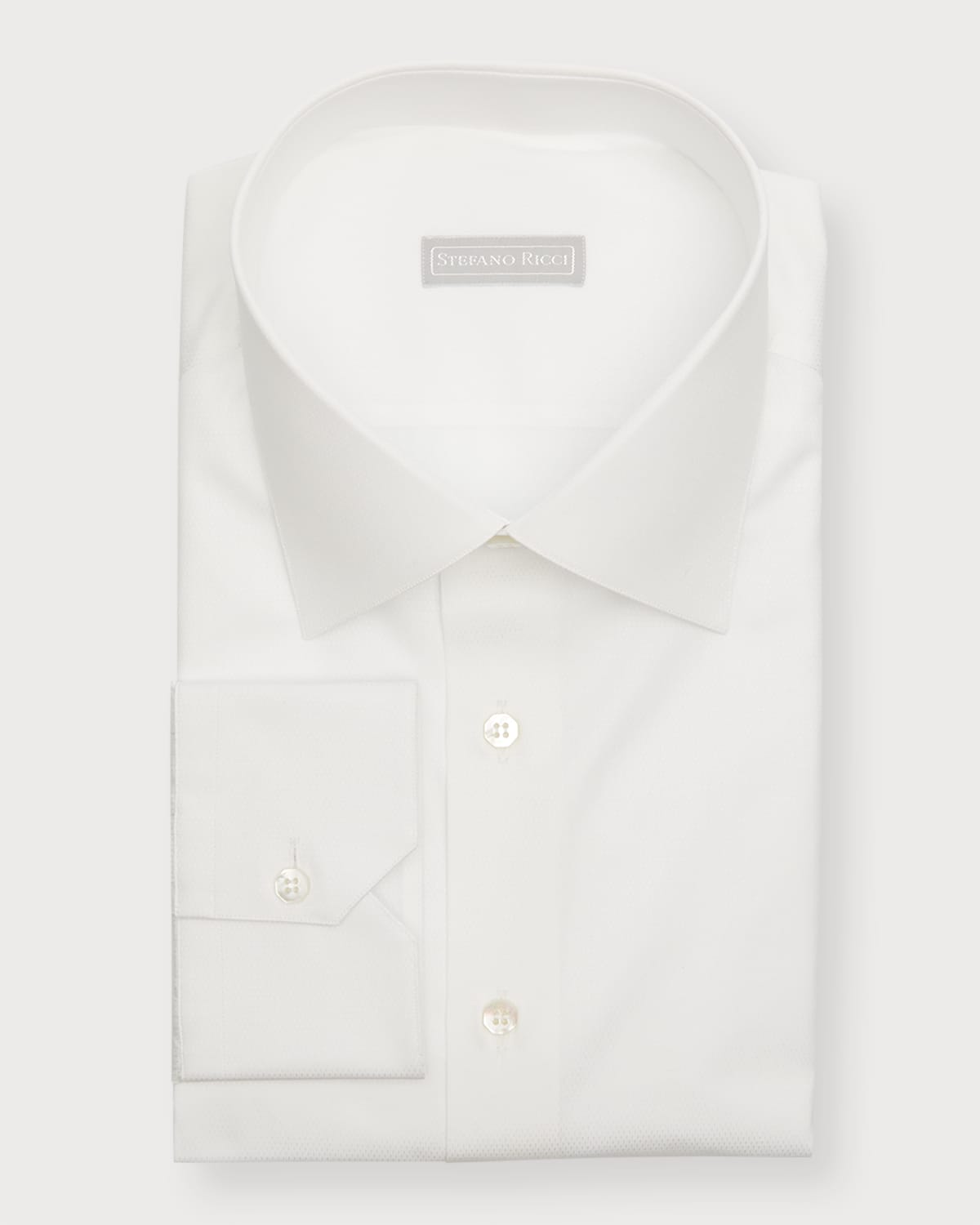 Stefano Ricci Men's Textured Cotton Dress Shirt In White
