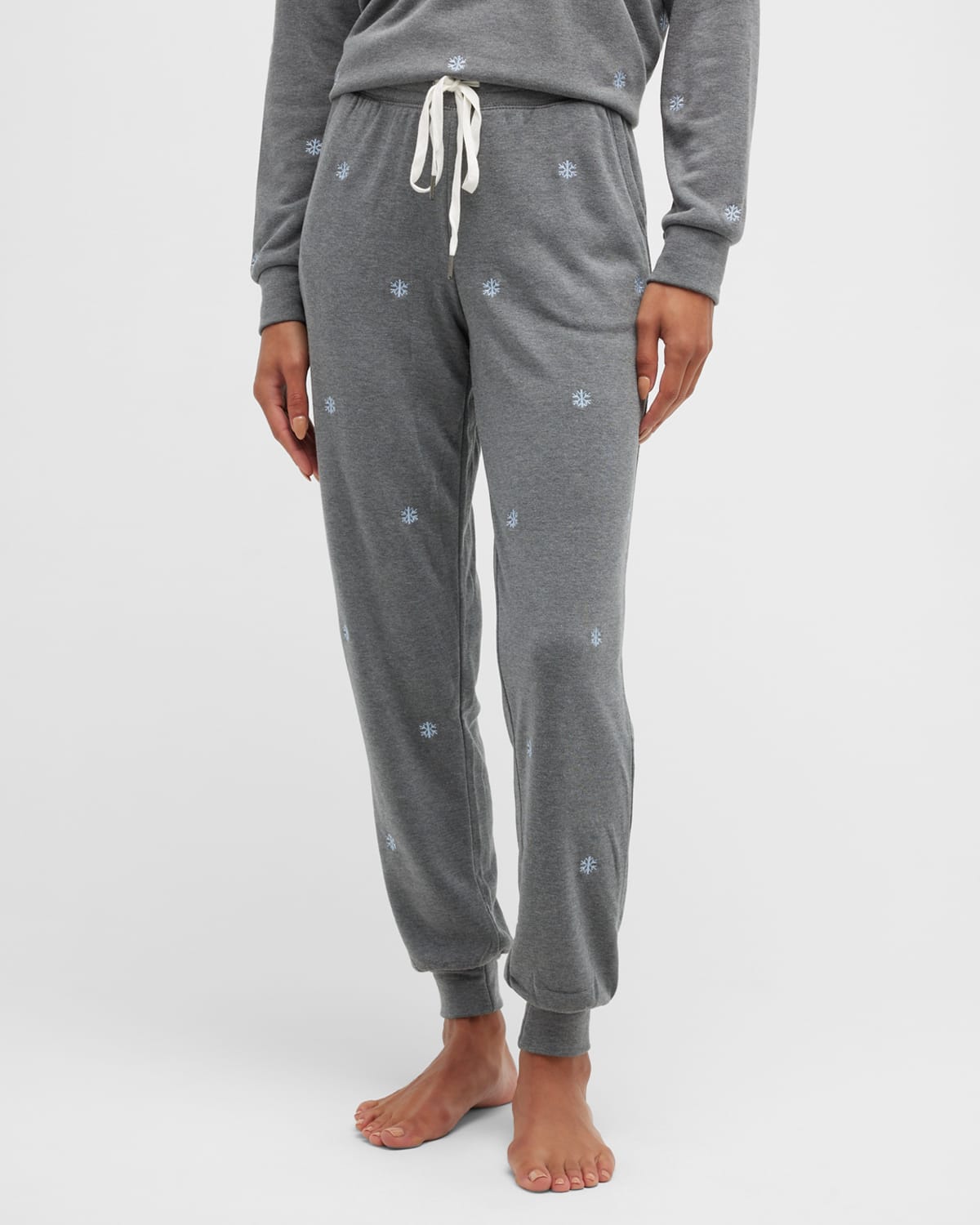 Pj Salvage Cropped Snowflake-embroidered Joggers In ModeSens