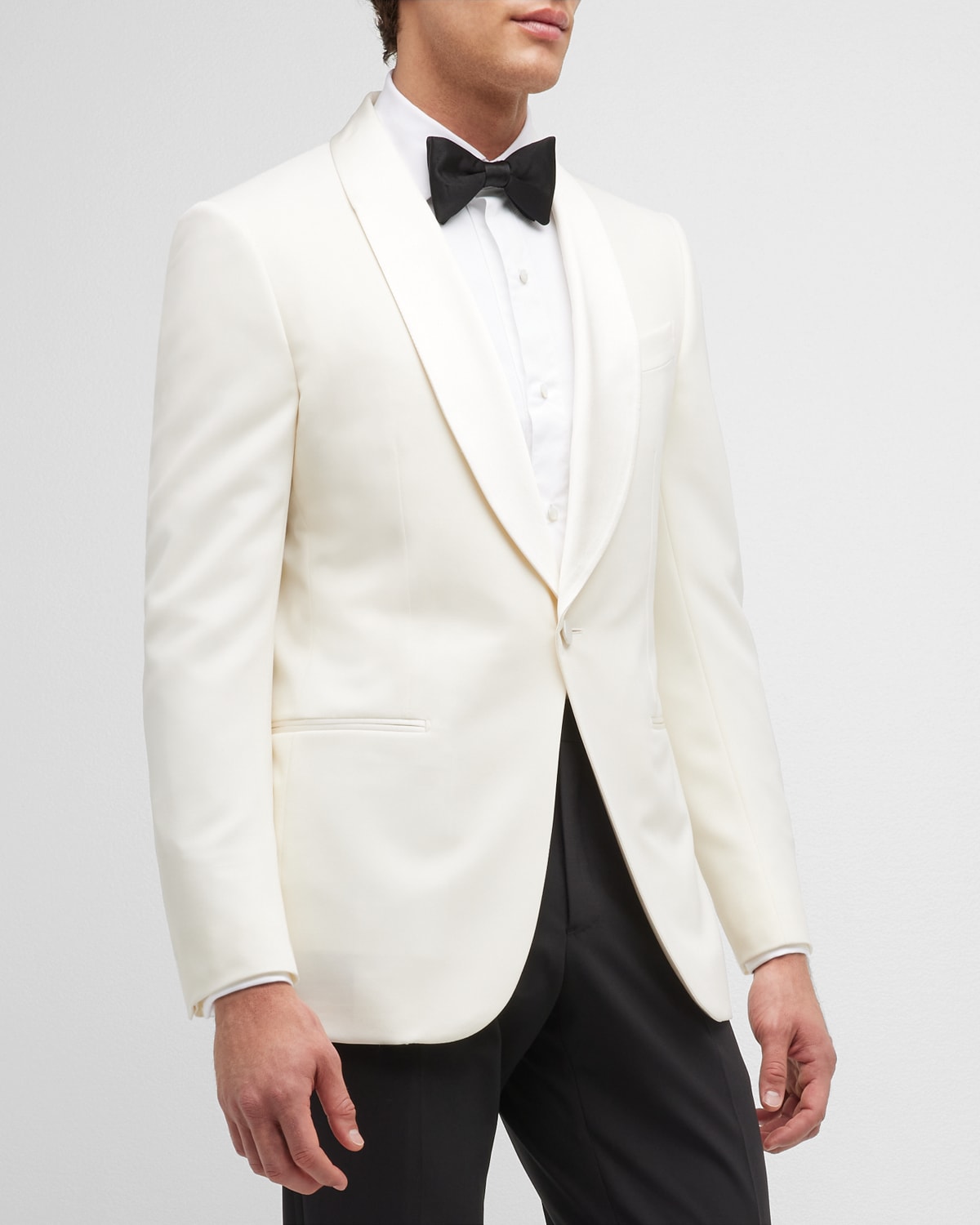 Zegna Men's Satin Shawl Dinner Jacket In Natural