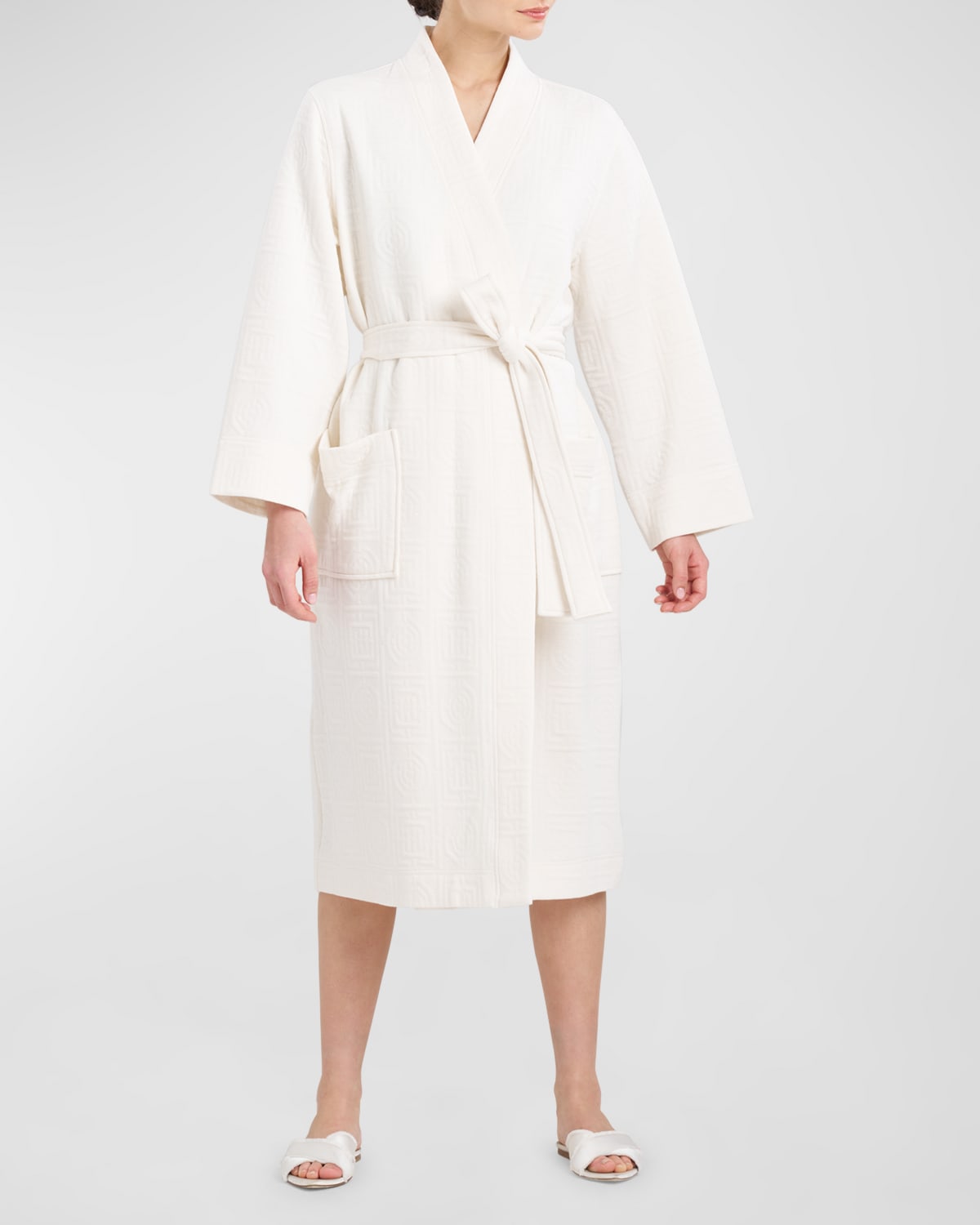 Shop Natori Quilted Infinity Jacquard Robe In Cream