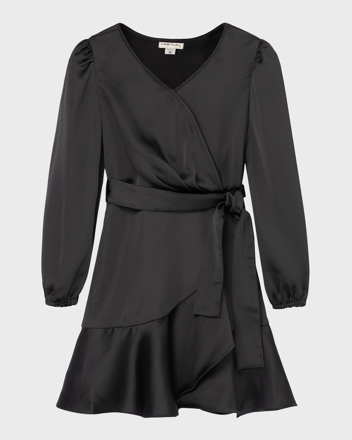 Girl's Wrap Satin Dress, Size 7-16