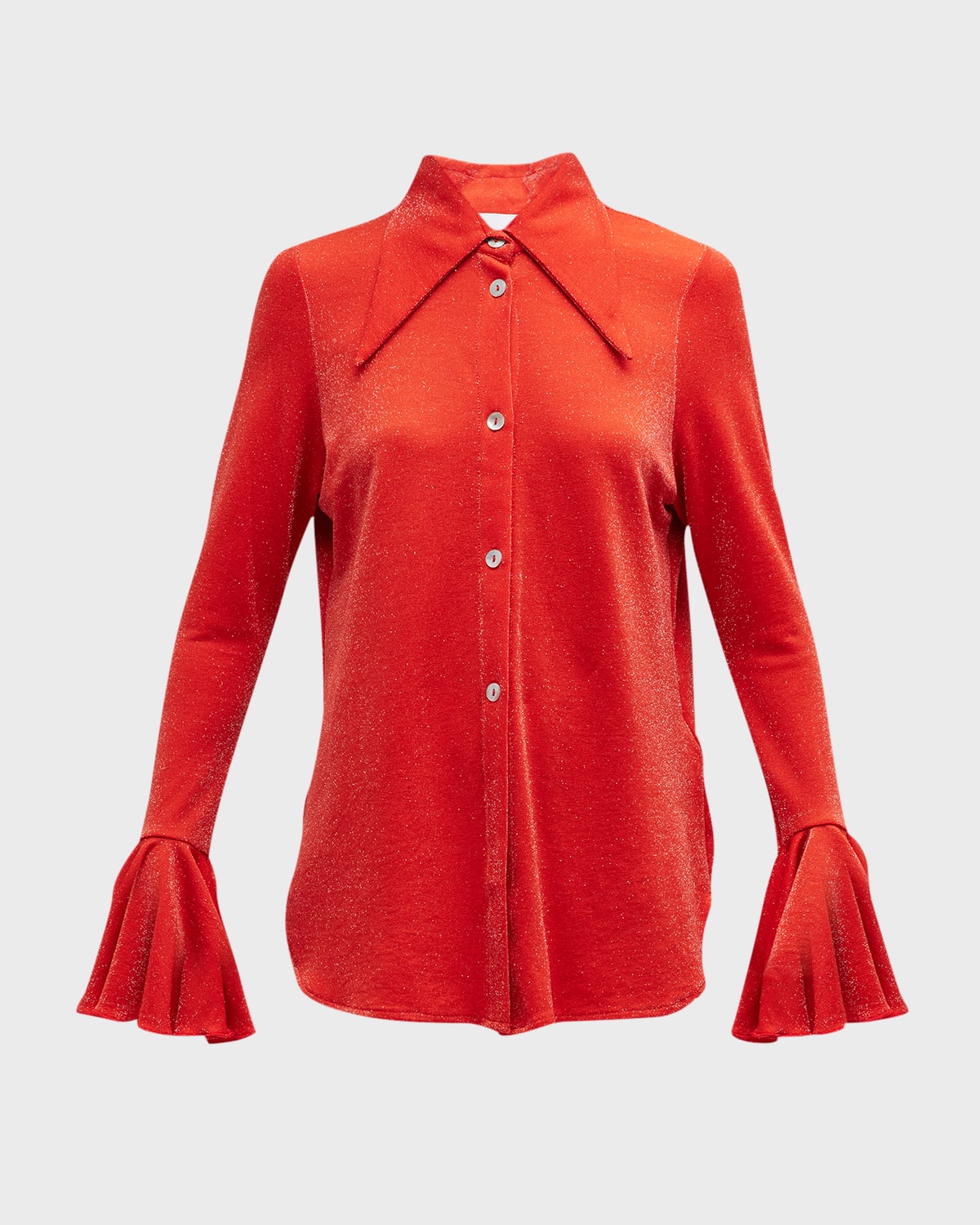 Sleeper Bell-sleeve Shimmer Lounge Suit In Red