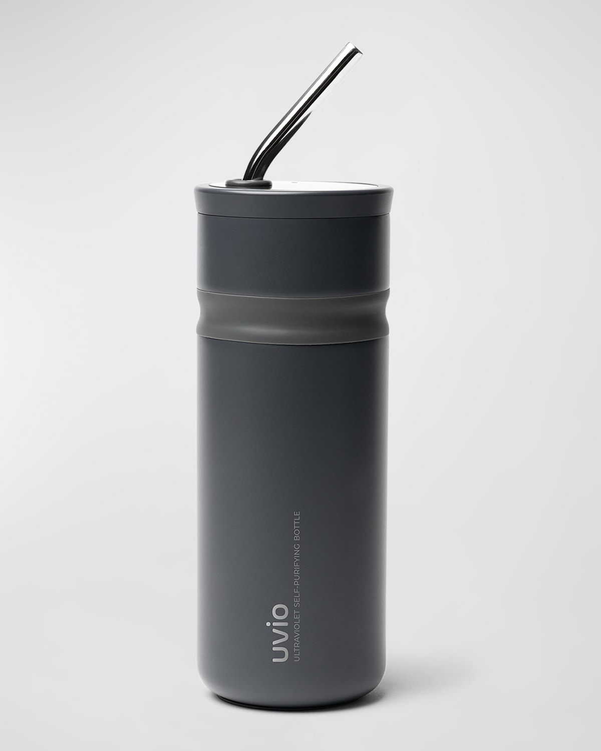 Ohom Self-purifying Straw Water Bottle In Charcoal Black