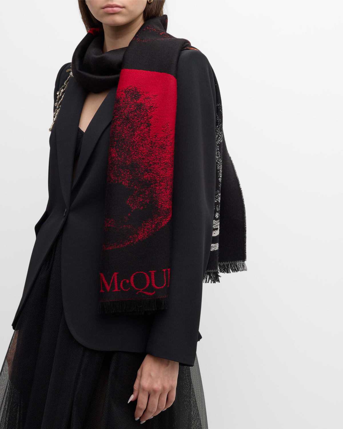 Alexander Mcqueen Oversized Eclipsed Skull Wool-blend Scarf In