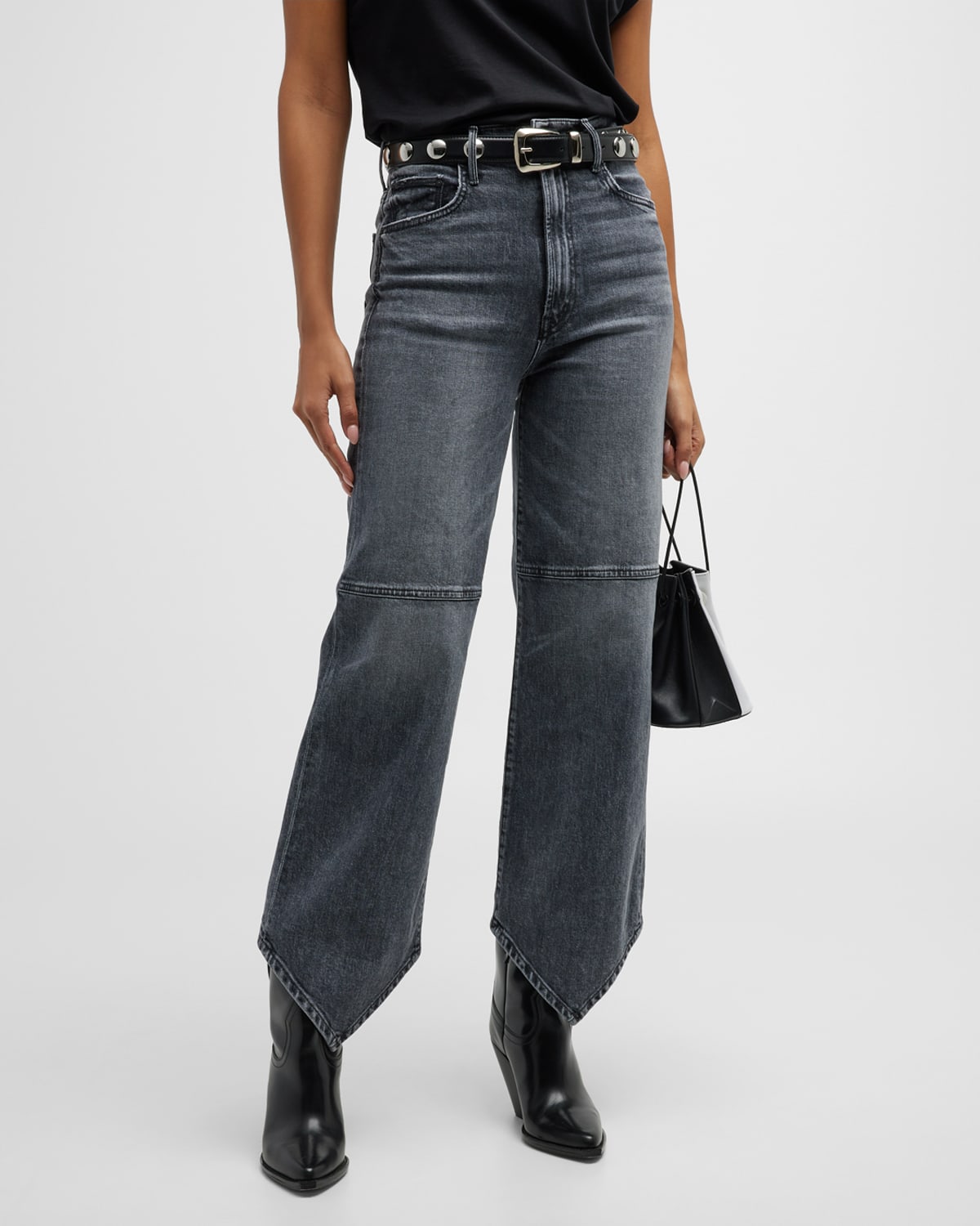 Mother The Dagger Flood High-waist Denim Jeans In Midnights With Mo