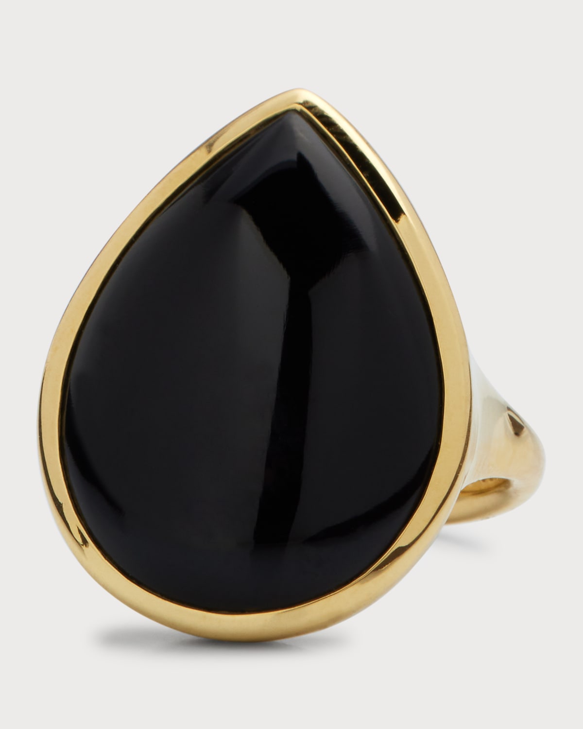 IPPOLITA 18K POLISHED ROCK CANDY MEDIUM TEARDROP RING IN ONYX; SIZE 7