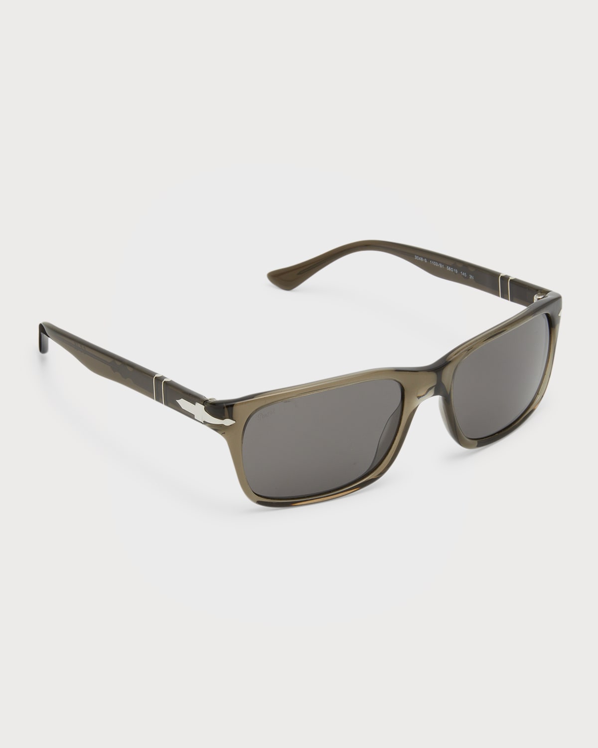 Persol Men's Rectangle Acetate Sunglasses In Dark Grey