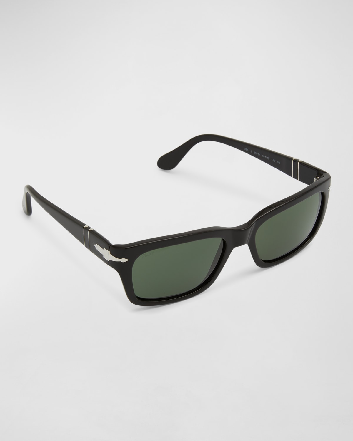 Persol Men's Rectangle Acetate Sunglasses In Black