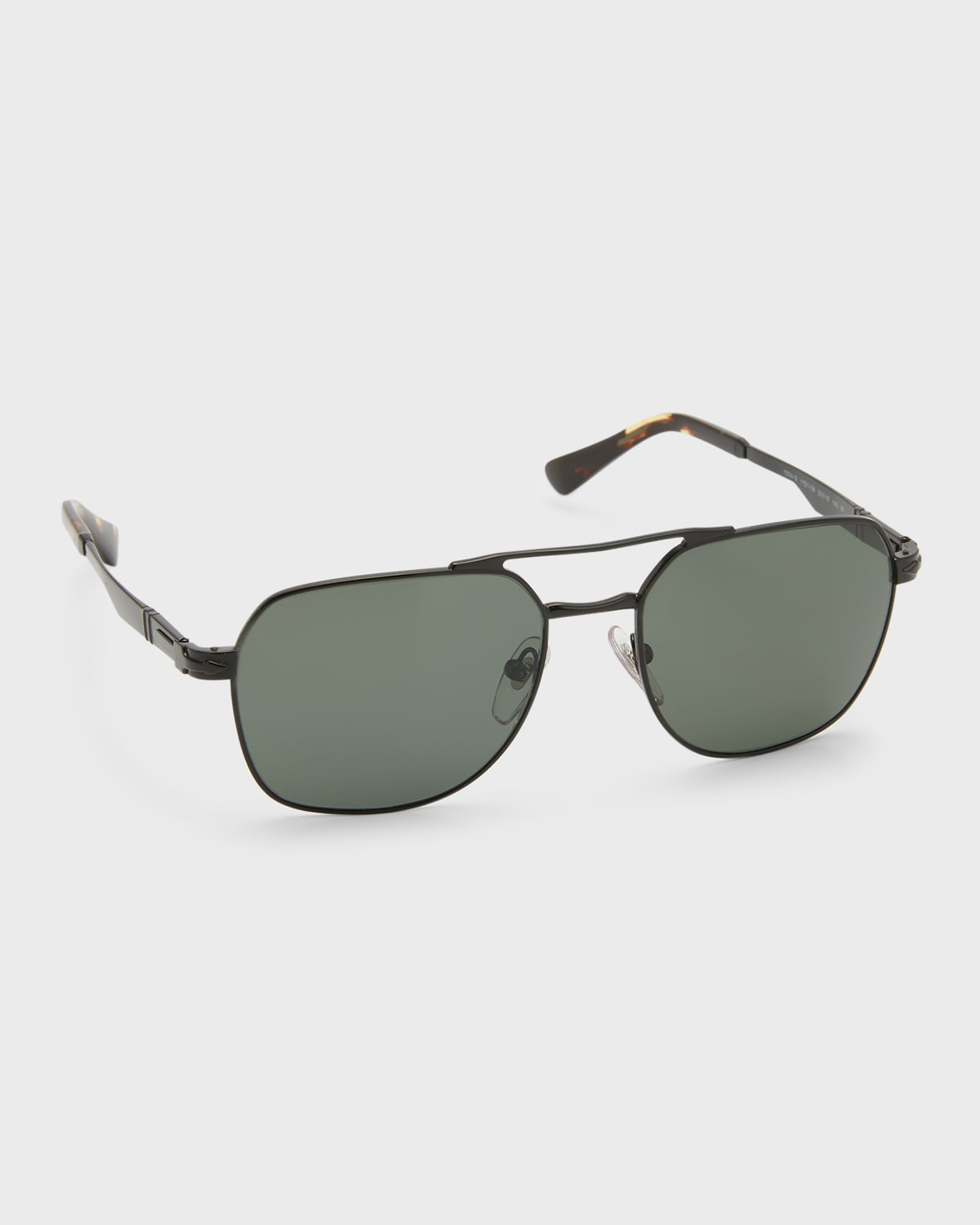 Persol Men's Steel Double-bridge Square Sunglasses In Black