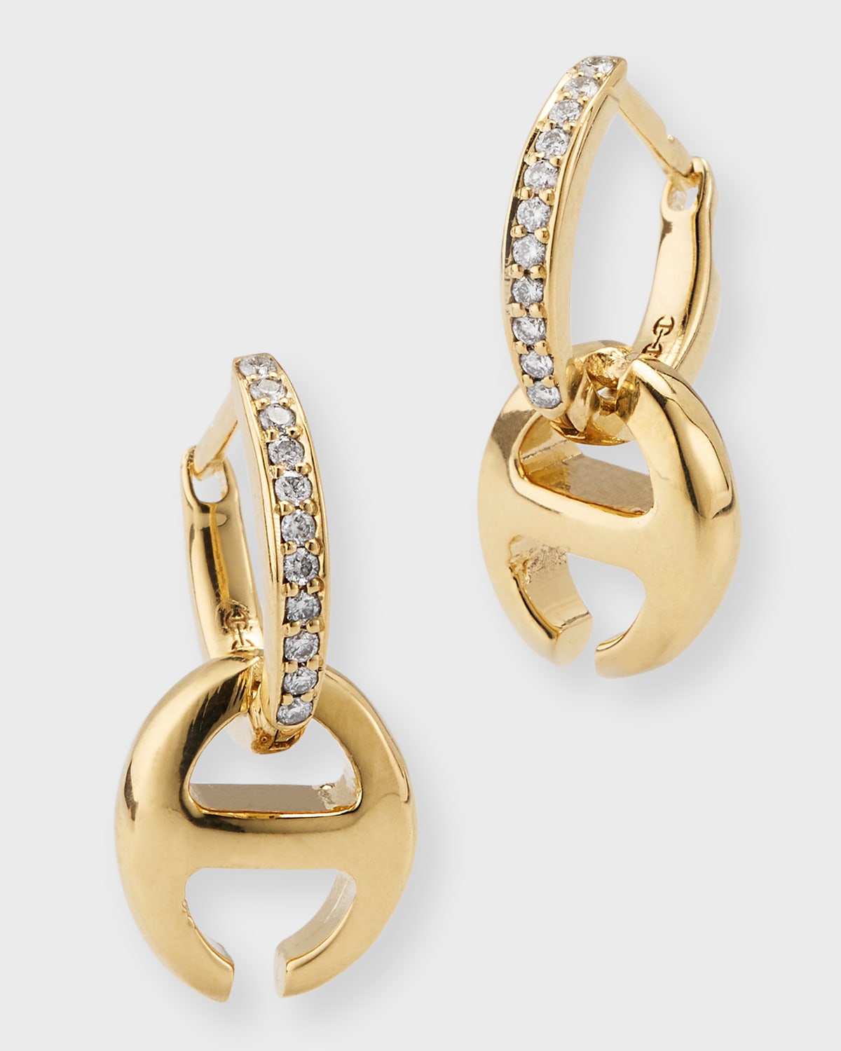 18K Yellow Gold Klasp Earrings with Diamonds