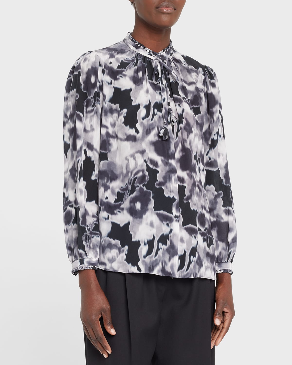 KOBI HALPERIN PRINTED SILK BUTTON-FRONT BLOUSE