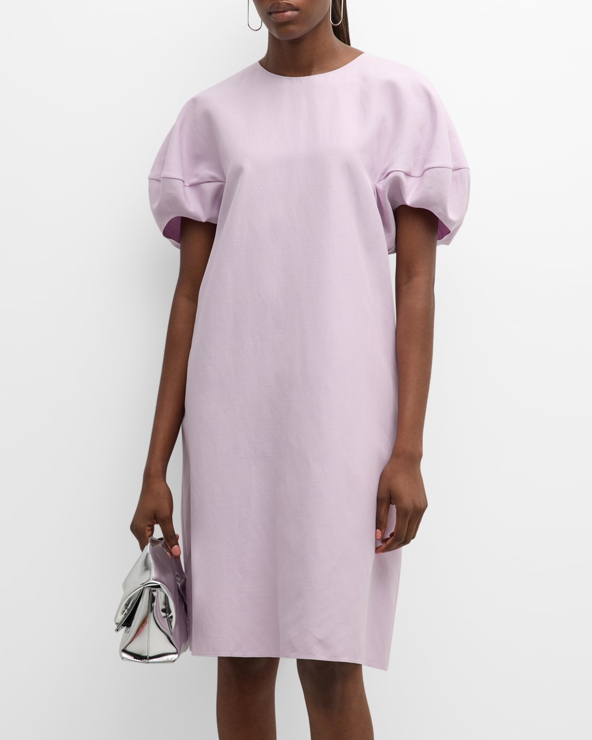 Lafayette 148 Puff-sleeve Shift Dress In Dried Blossom