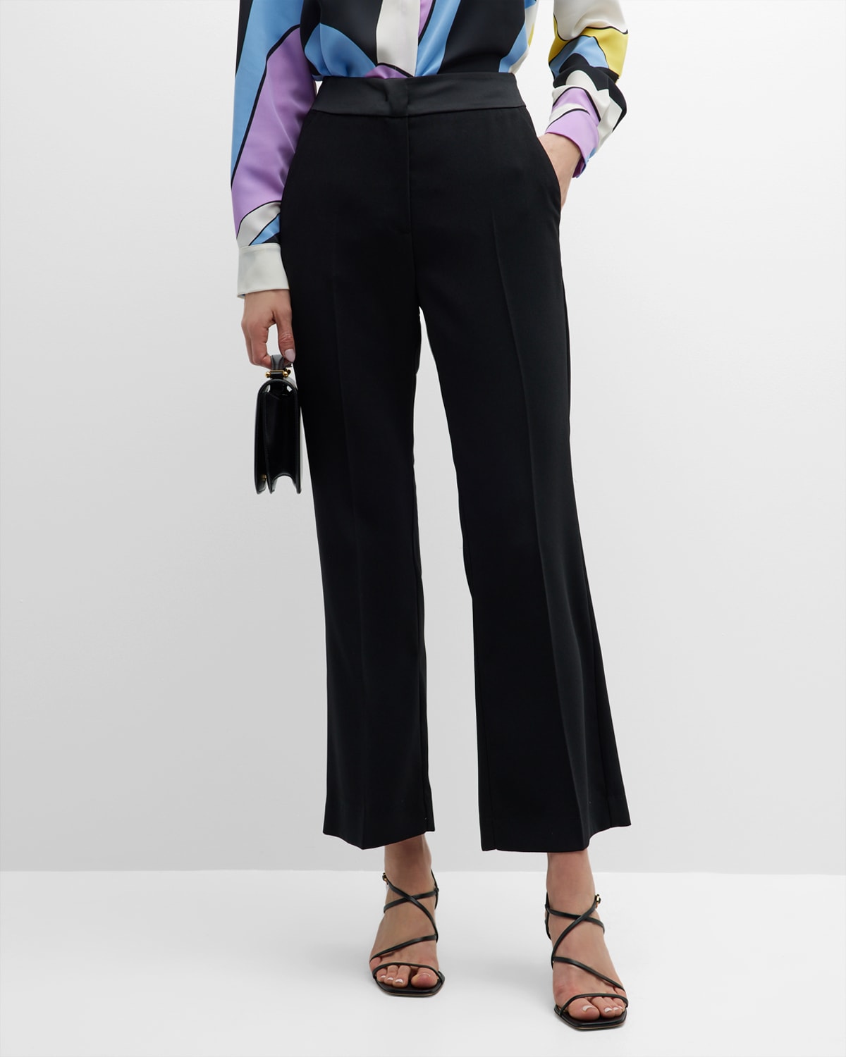 Marella Dida Cropped High-Rise Satin Crepe Trousers